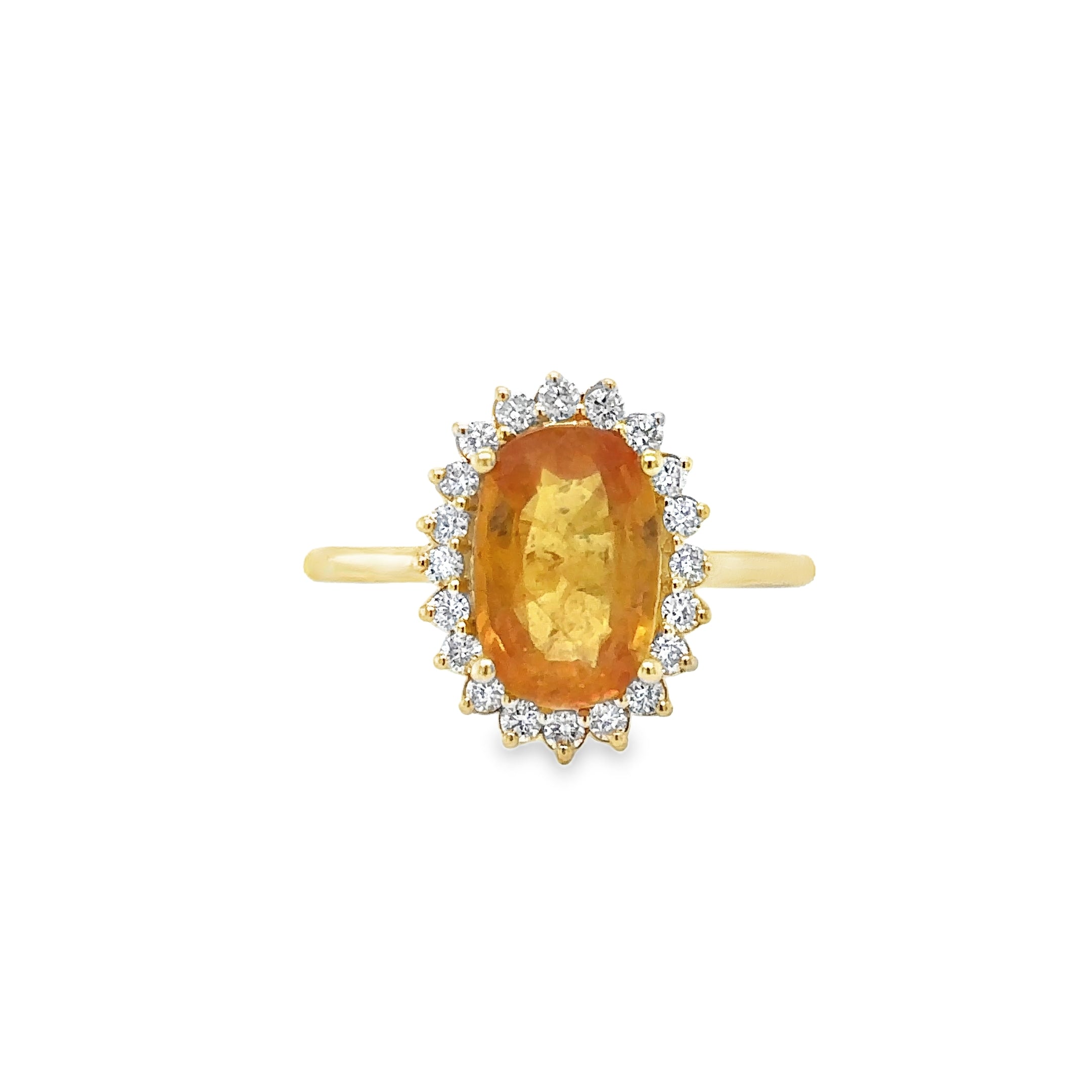 14K Yellow Gold Yellow Sapphire & Diamonds Ring 3.46 TCW