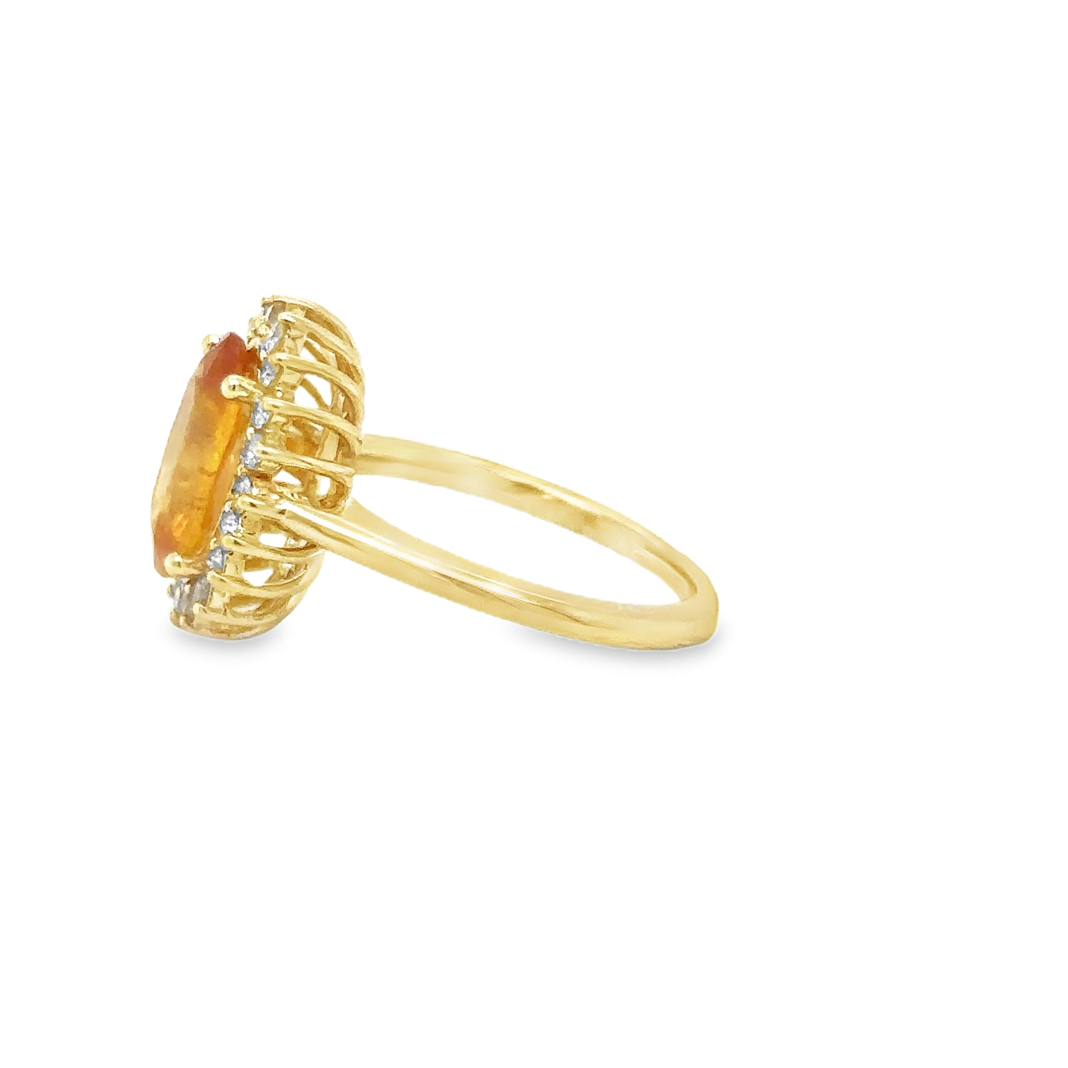 14K Yellow Gold Yellow Sapphire & Diamonds Ring 3.46 TCW