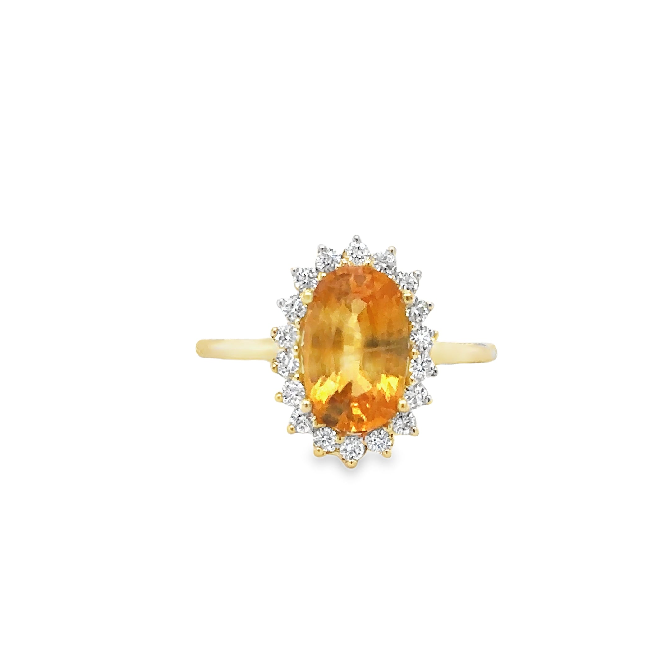 14K Yellow Gold Yellow Sapphire & Diamonds Ring 3.52 TCW