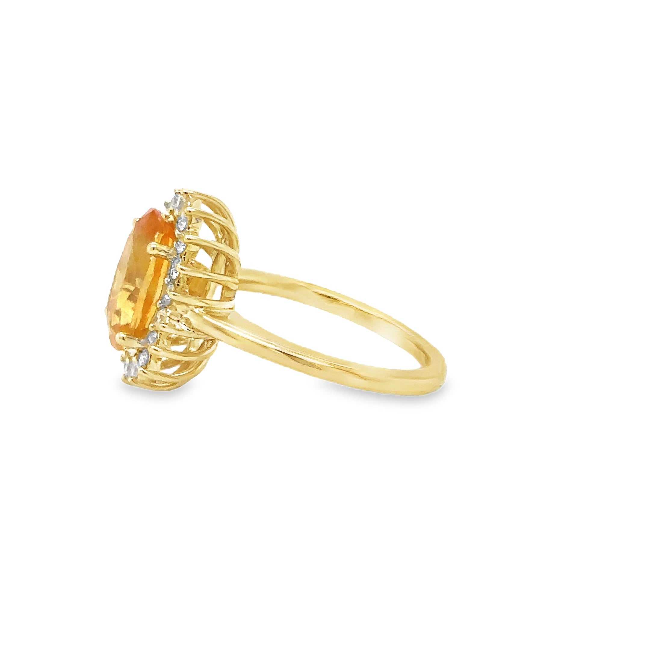 14K Yellow Gold Yellow Sapphire & Diamonds Ring 3.52 TCW