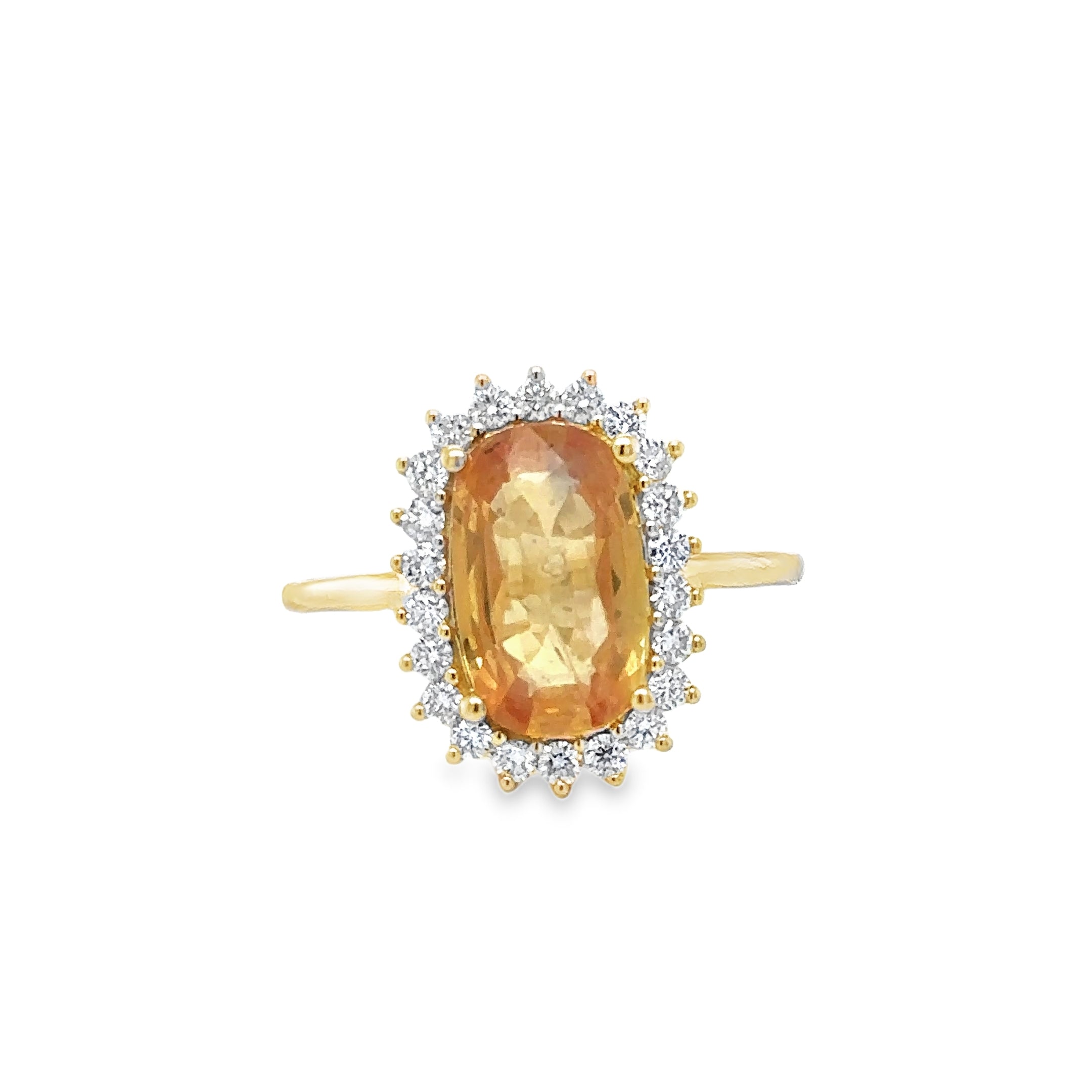 14K Yellow Gold Yellow Sapphire & Diamonds Ring 4.00 TCW