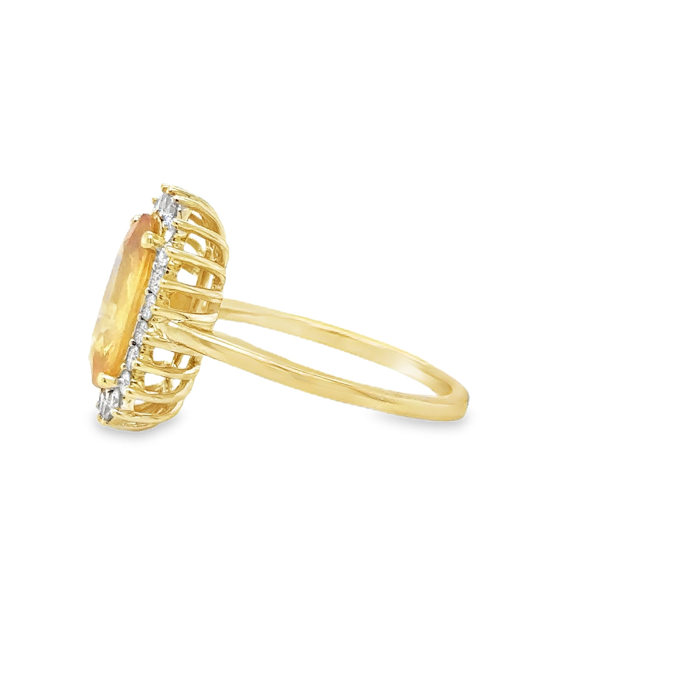 14K Yellow Gold Yellow Sapphire & Diamonds Ring 4.00 TCW