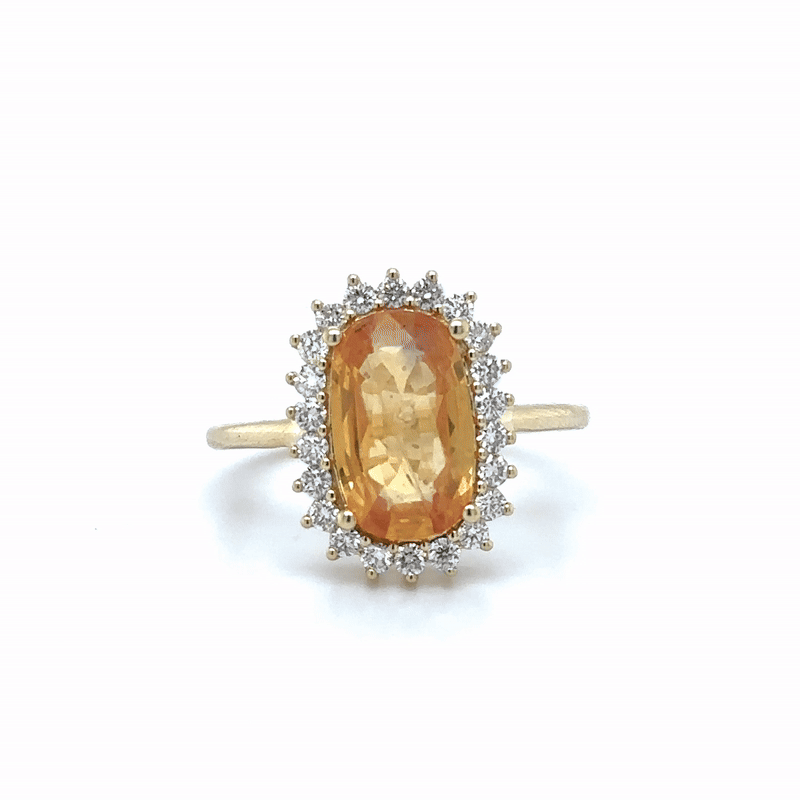 14K Yellow Gold Yellow Sapphire & Diamonds Ring 4.00 TCW