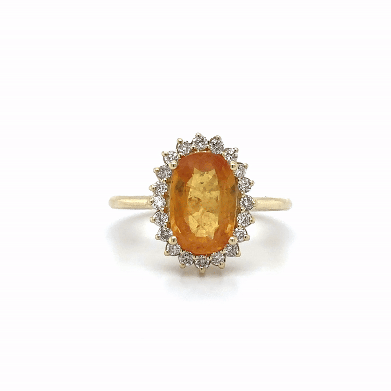 14K Yellow Gold Yellow Sapphire & Diamonds Ring 3.46 TCW