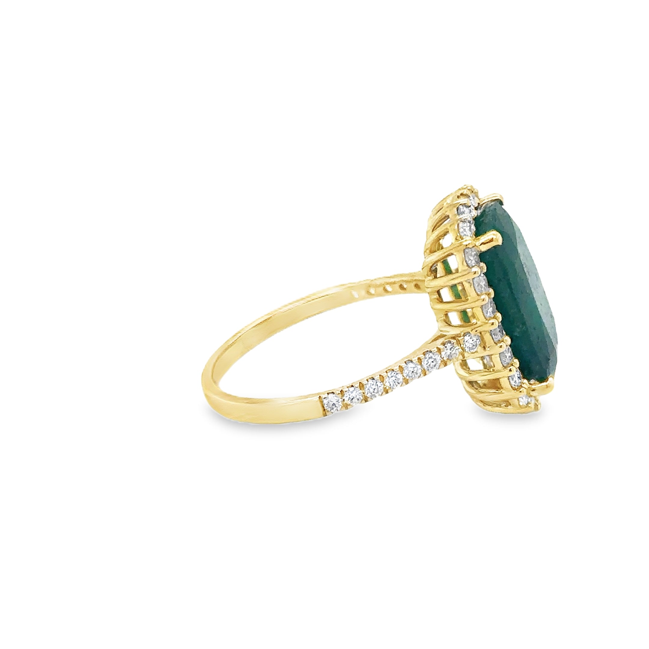 14K Yellow Gold Emerald & Diamonds Ring 5.49 TCW