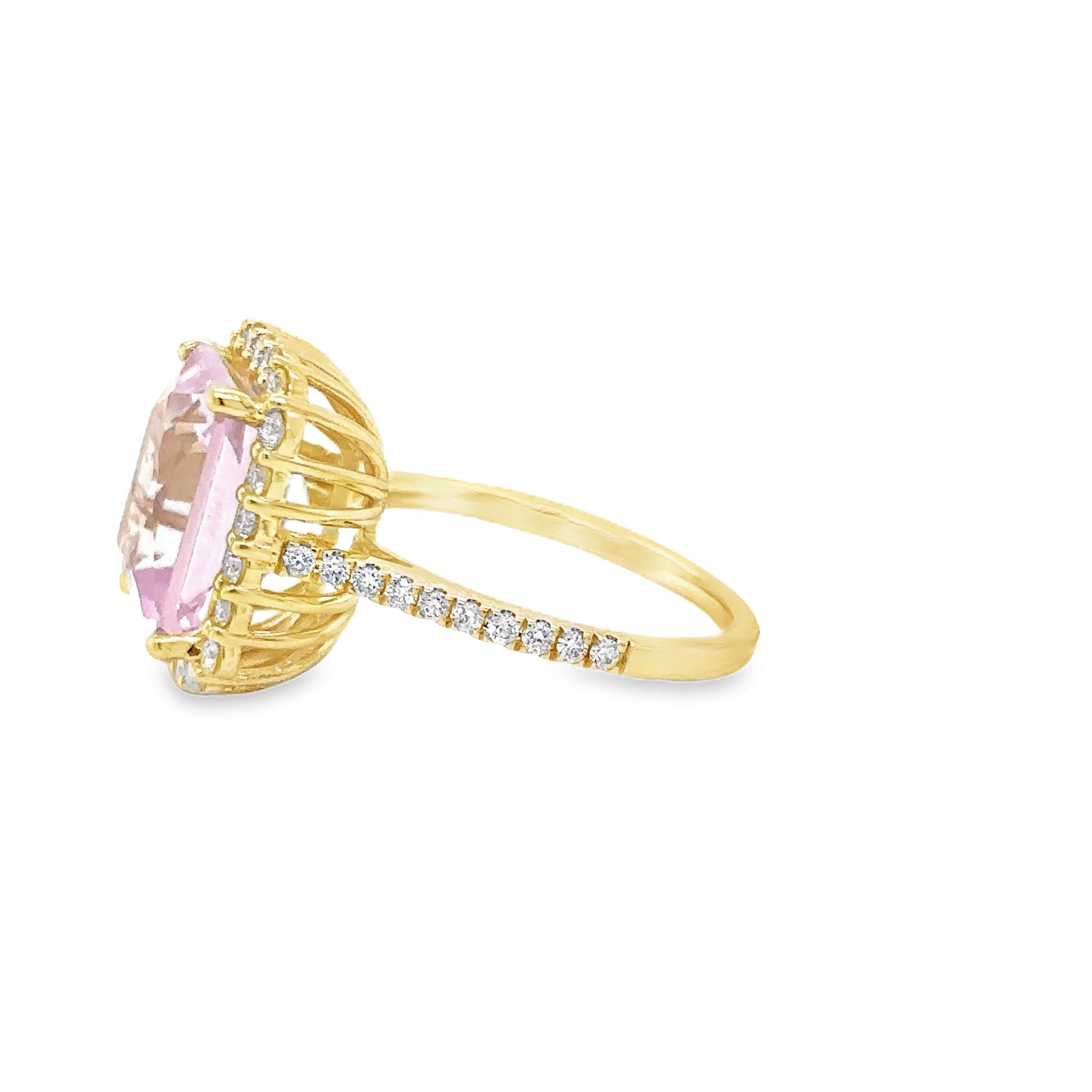 14K Yellow Gold Kunzite & Diamonds Ring 6.85 TCW