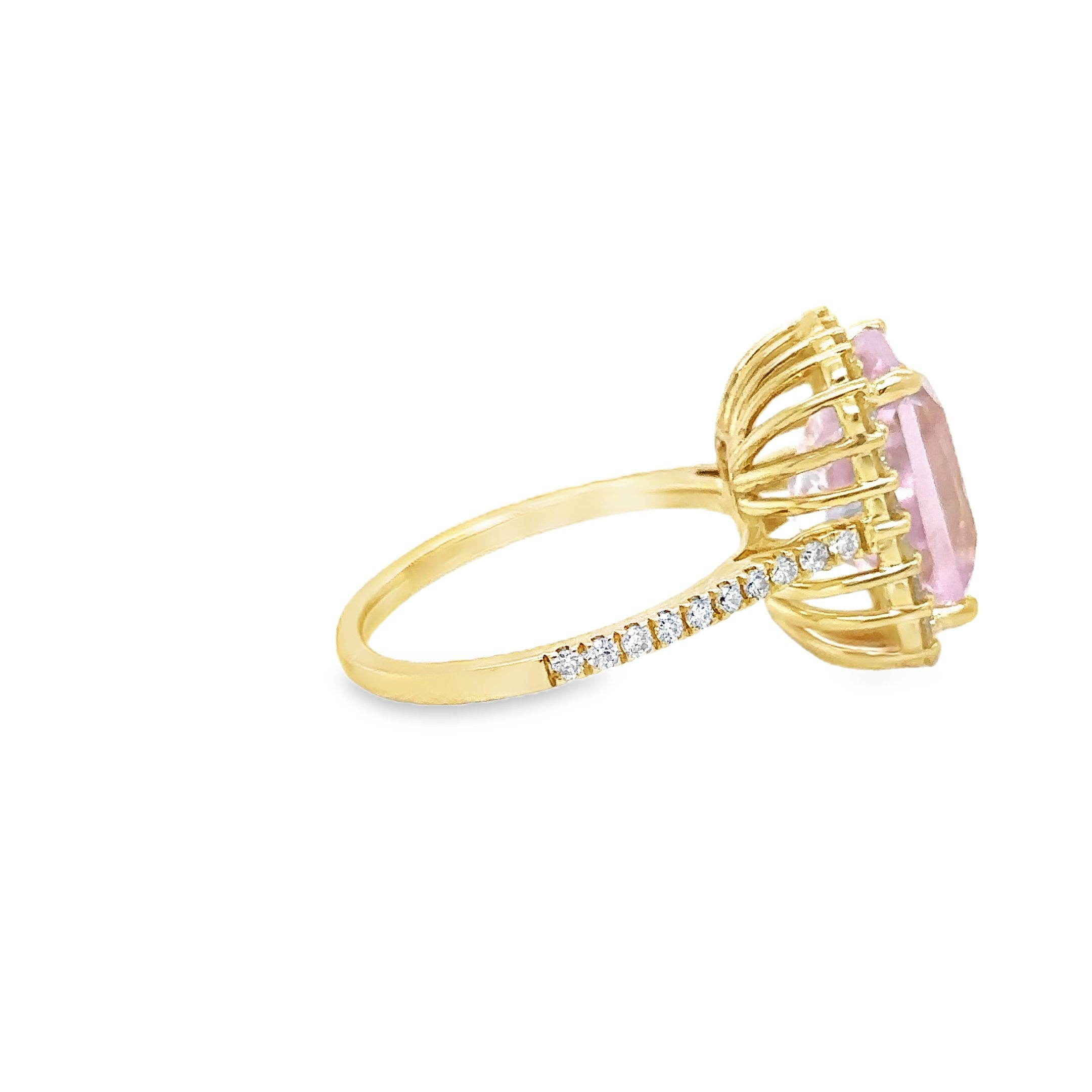 14K Yellow Gold Kunzite & Diamonds Ring 6.85 TCW