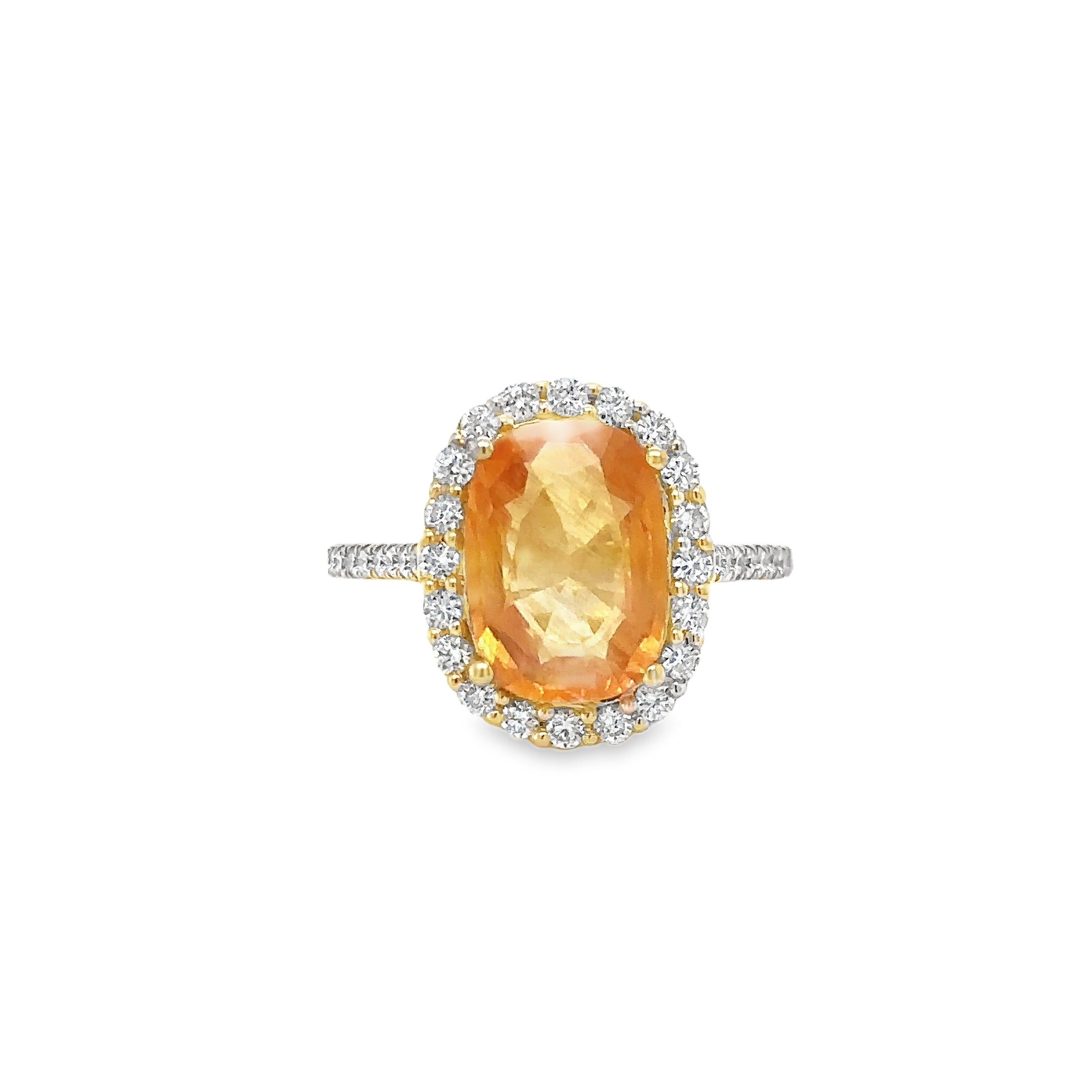 14K Yellow Gold Yellow Sapphire & Diamonds Ring 4.53 TCW