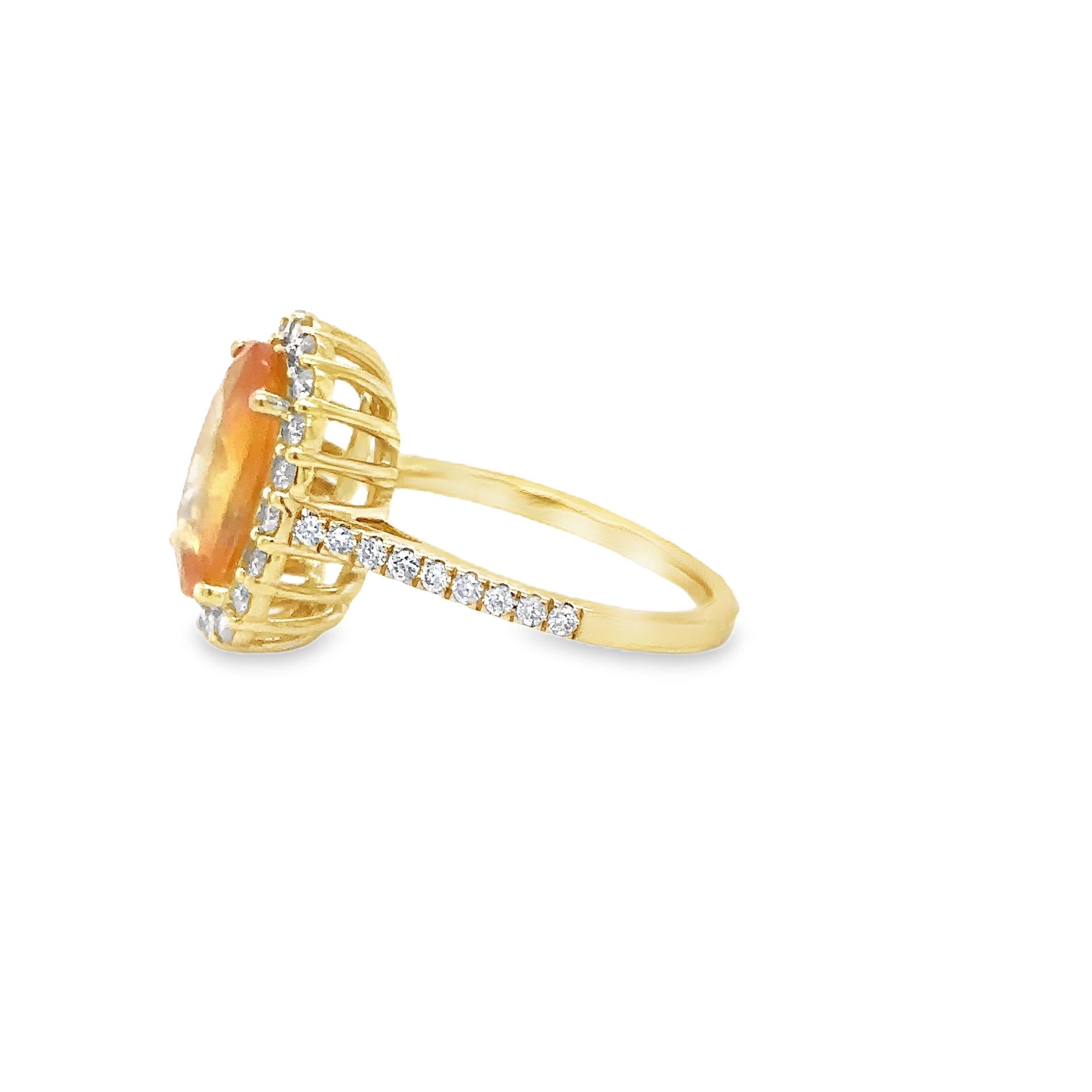 14K Yellow Gold Yellow Sapphire & Diamonds Ring 4.53 TCW