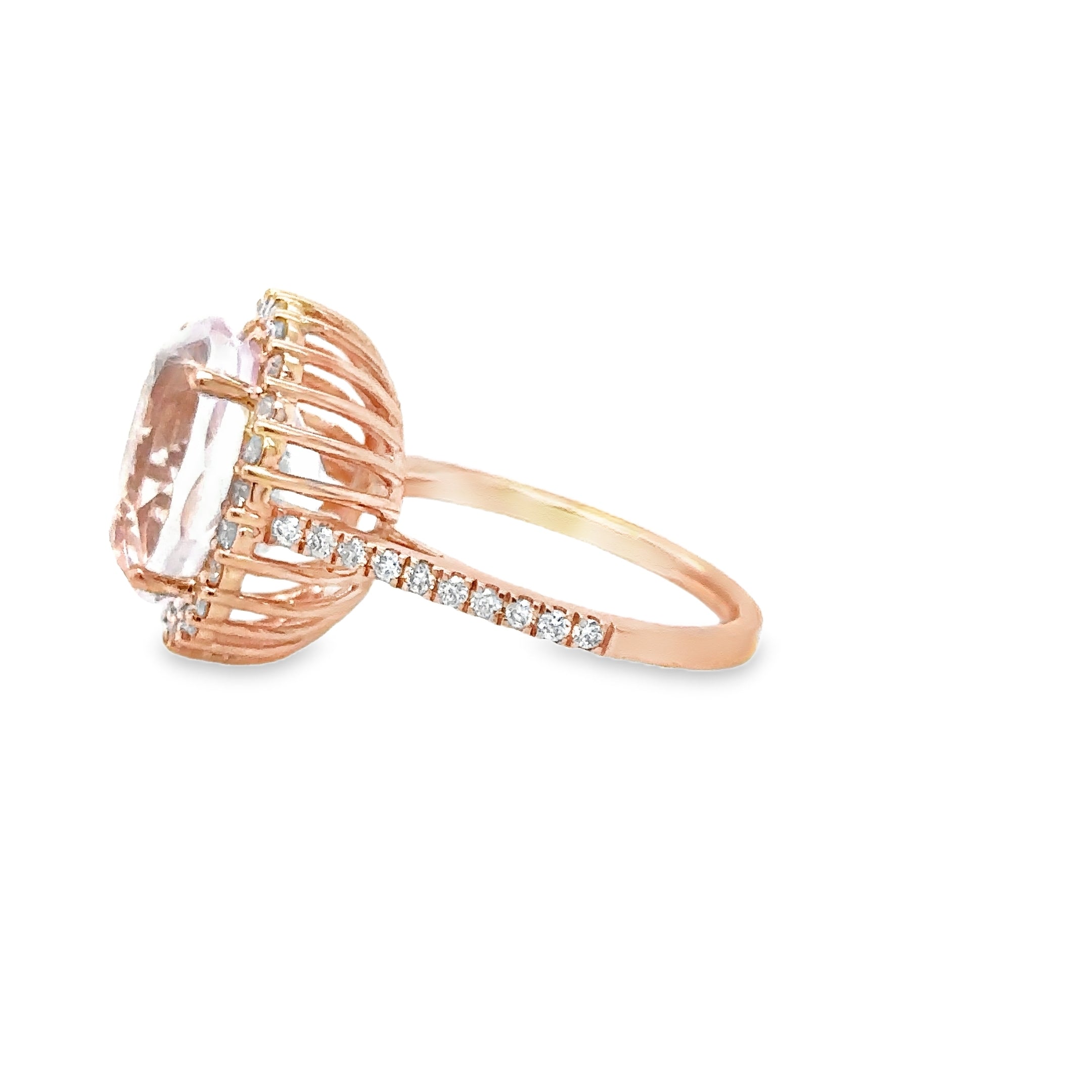 14K Rose Gold Kunzite & Diamonds Ring 8.83 TCW