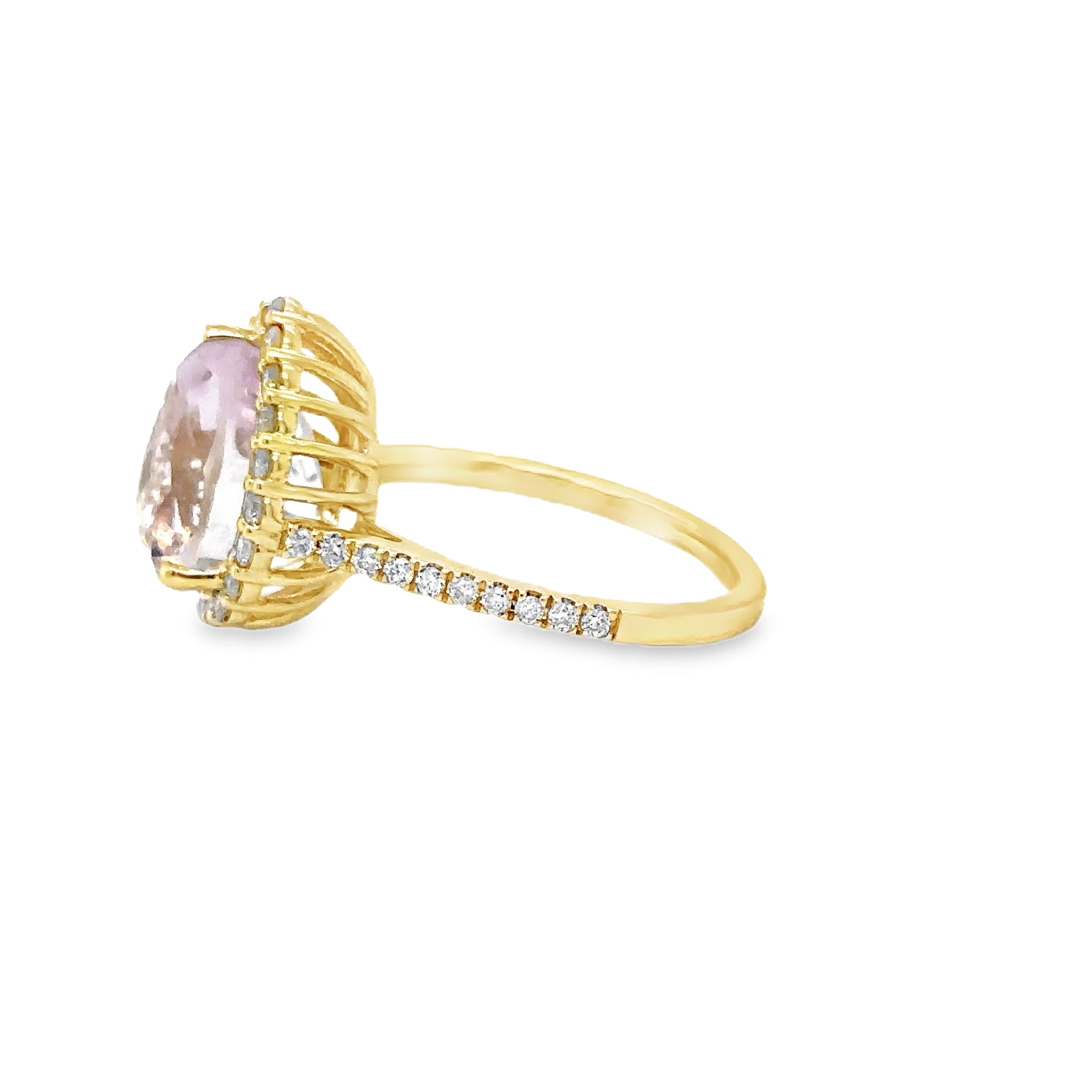 14K Yellow Gold Kunzite & Diamonds Ring 5.72 TCW