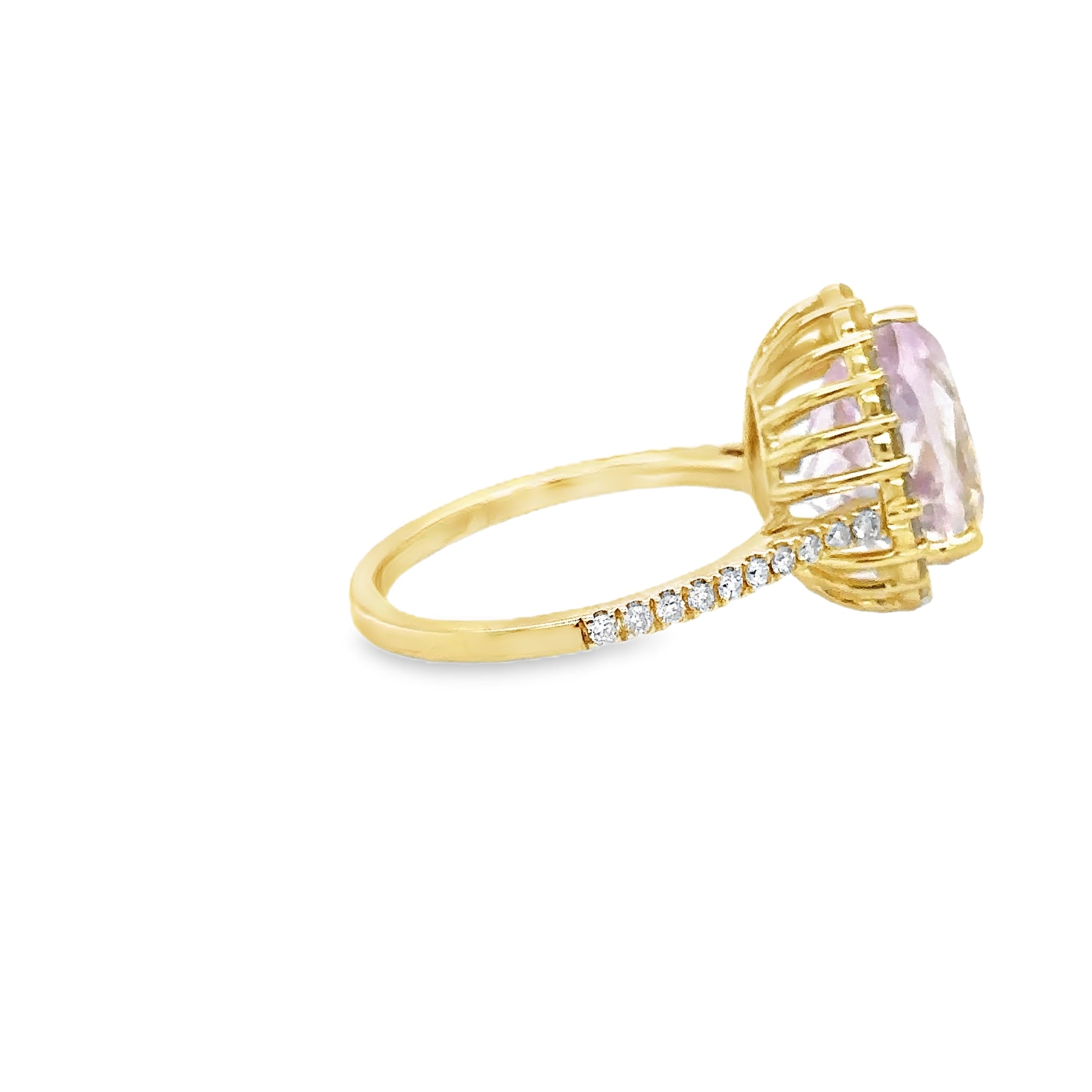 14K Yellow Gold Kunzite & Diamonds Ring 5.72 TCW