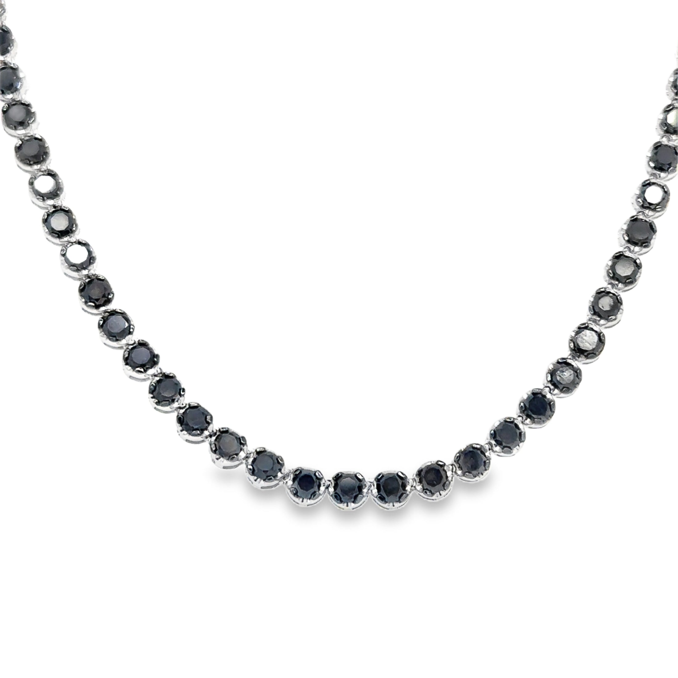 14K White Gold Black Diamond Tennis Necklace 1 8.06 TCW