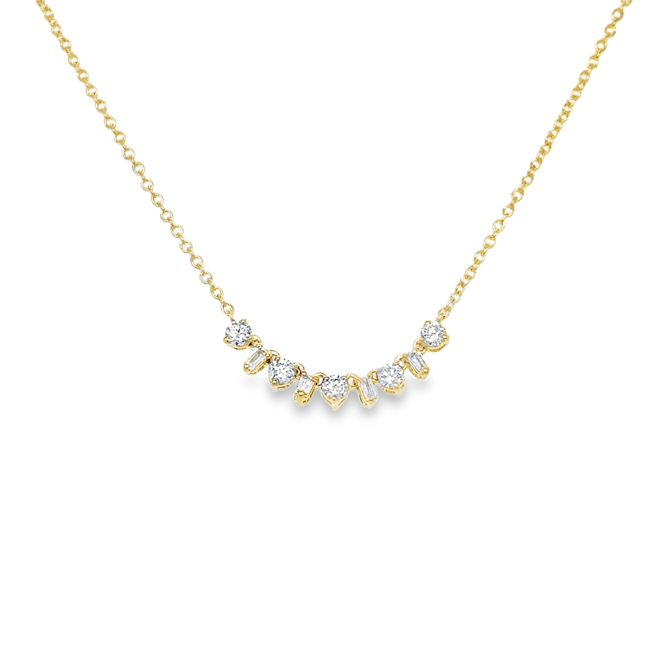 14K Yellow Gold Diamond Necklace 0.17 TCW