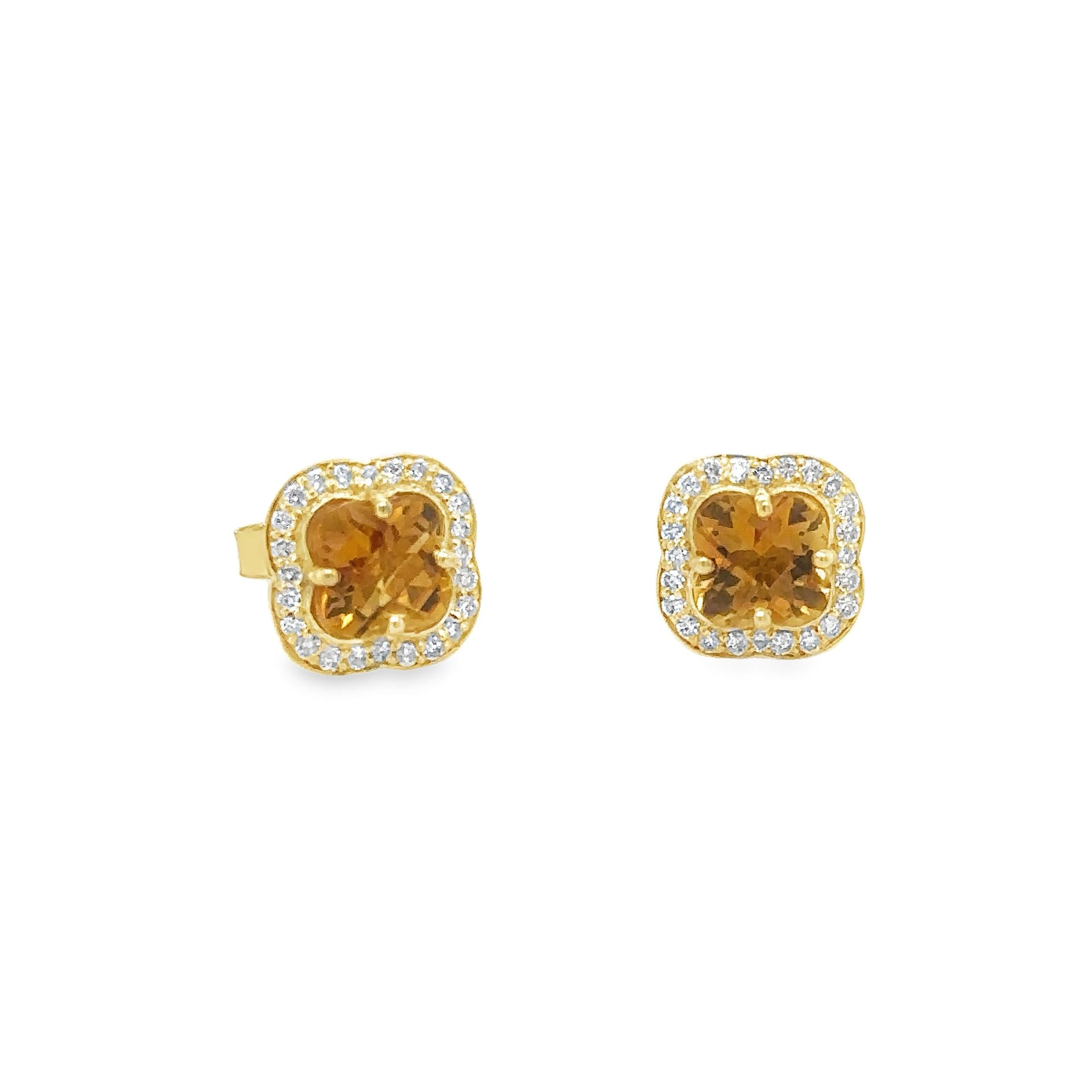 14K Yellow Gold Citrine & Diamonds Earring 1.87 TCW