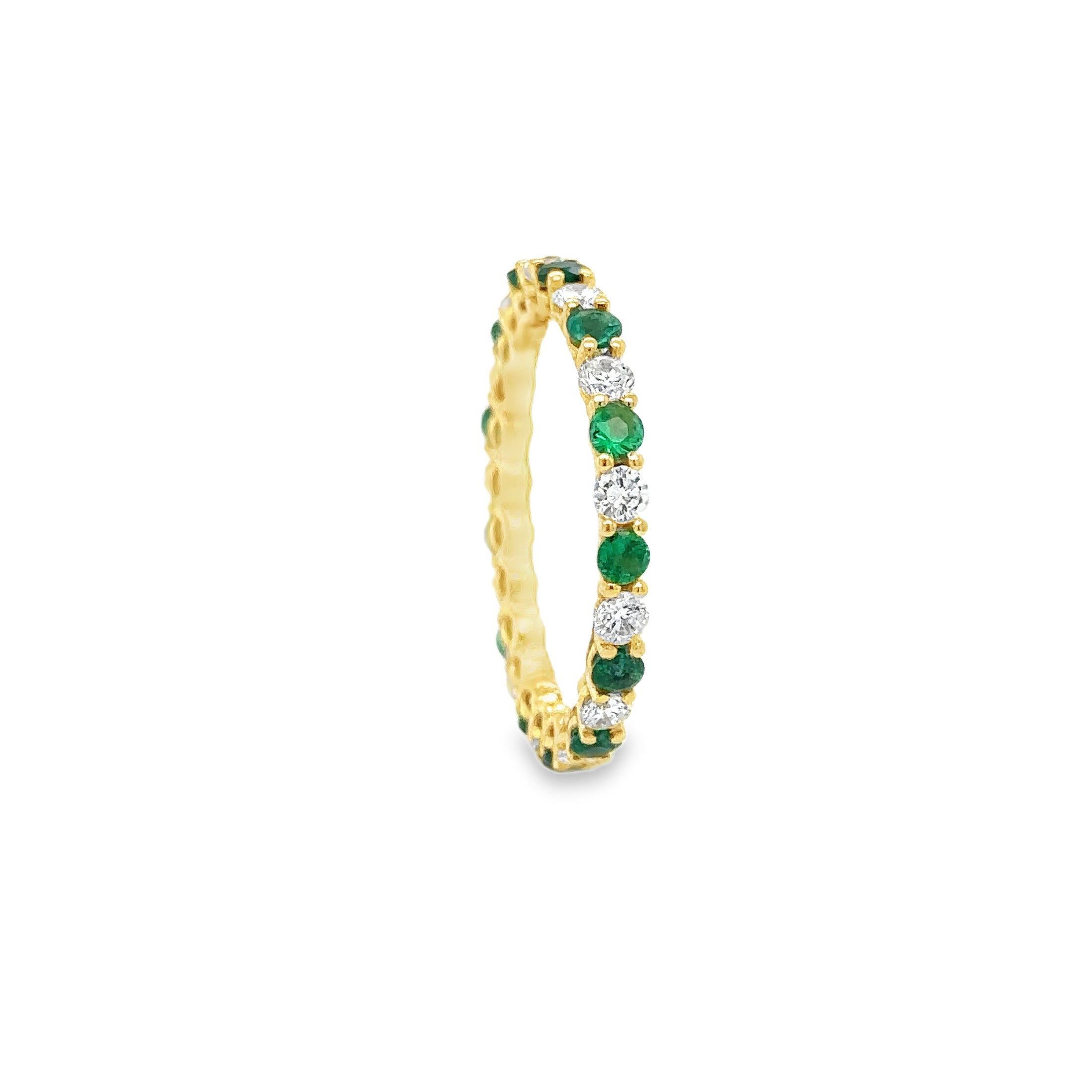 18K Yellow Gold Emerald & Diamonds Ring 1.41 TCW