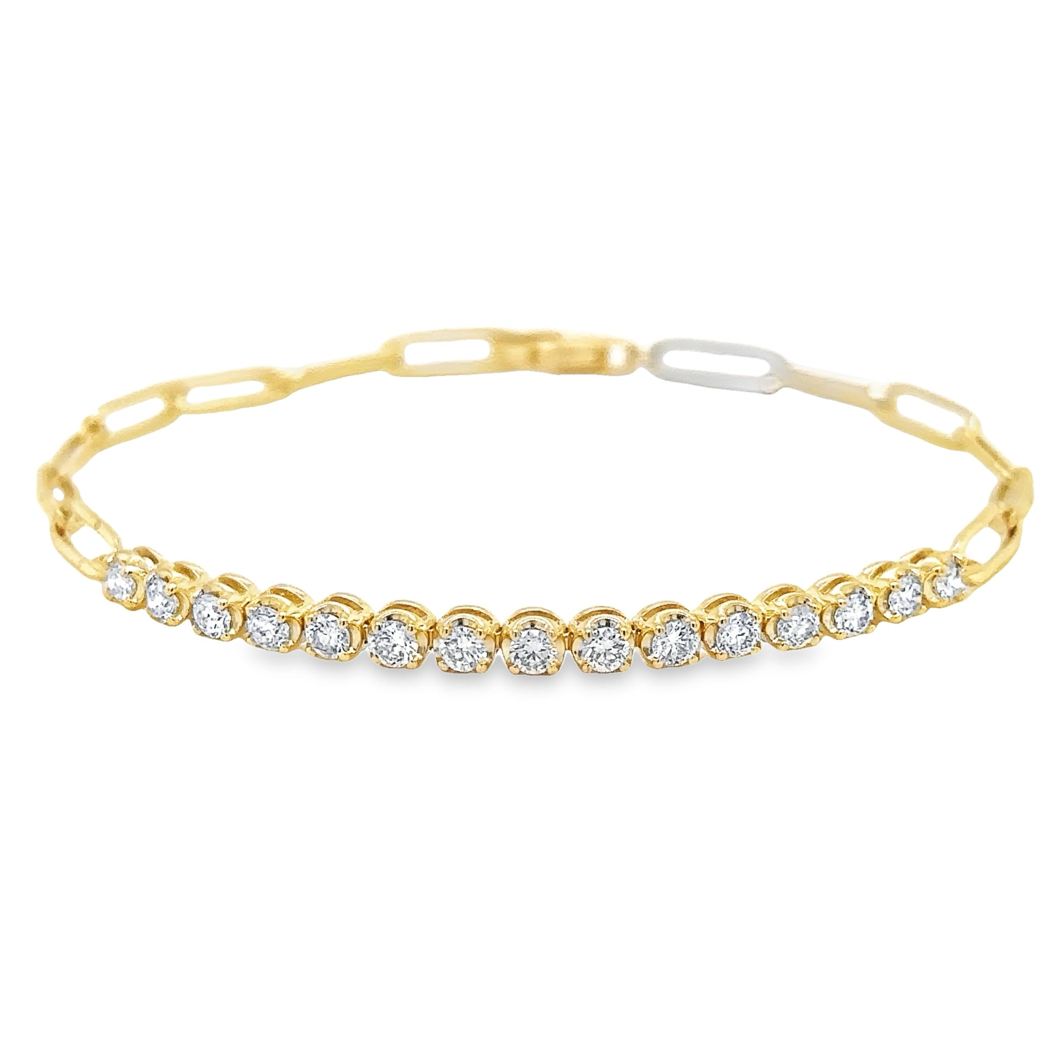 14K Yellow Gold Diamond Tennis Bracelet With Paperclip  0.55 TCW