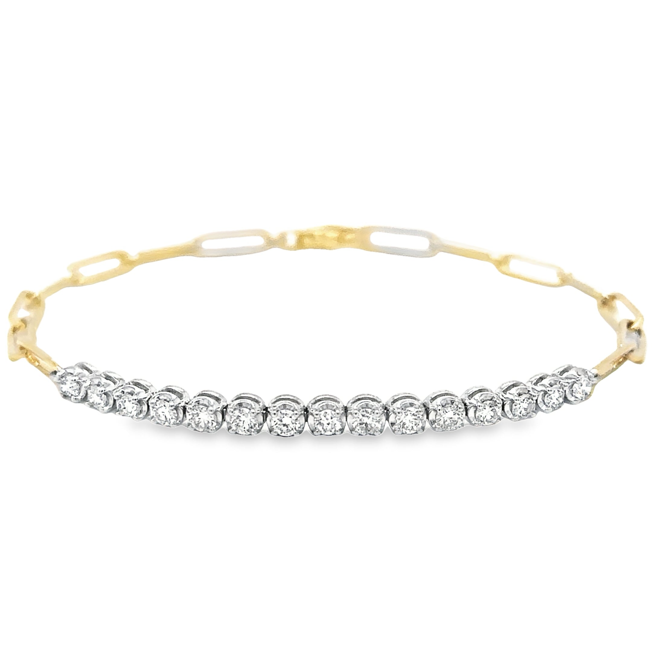 14K Two Tone Diamond Tennis Bracelet With Paperclip  0.78 TCW