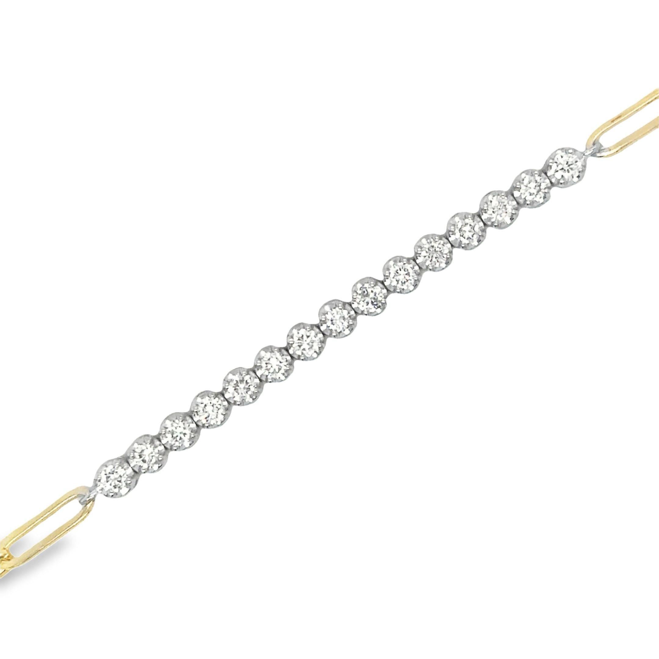 14K Two Tone Diamond Tennis Bracelet With Paperclip  0.78 TCW