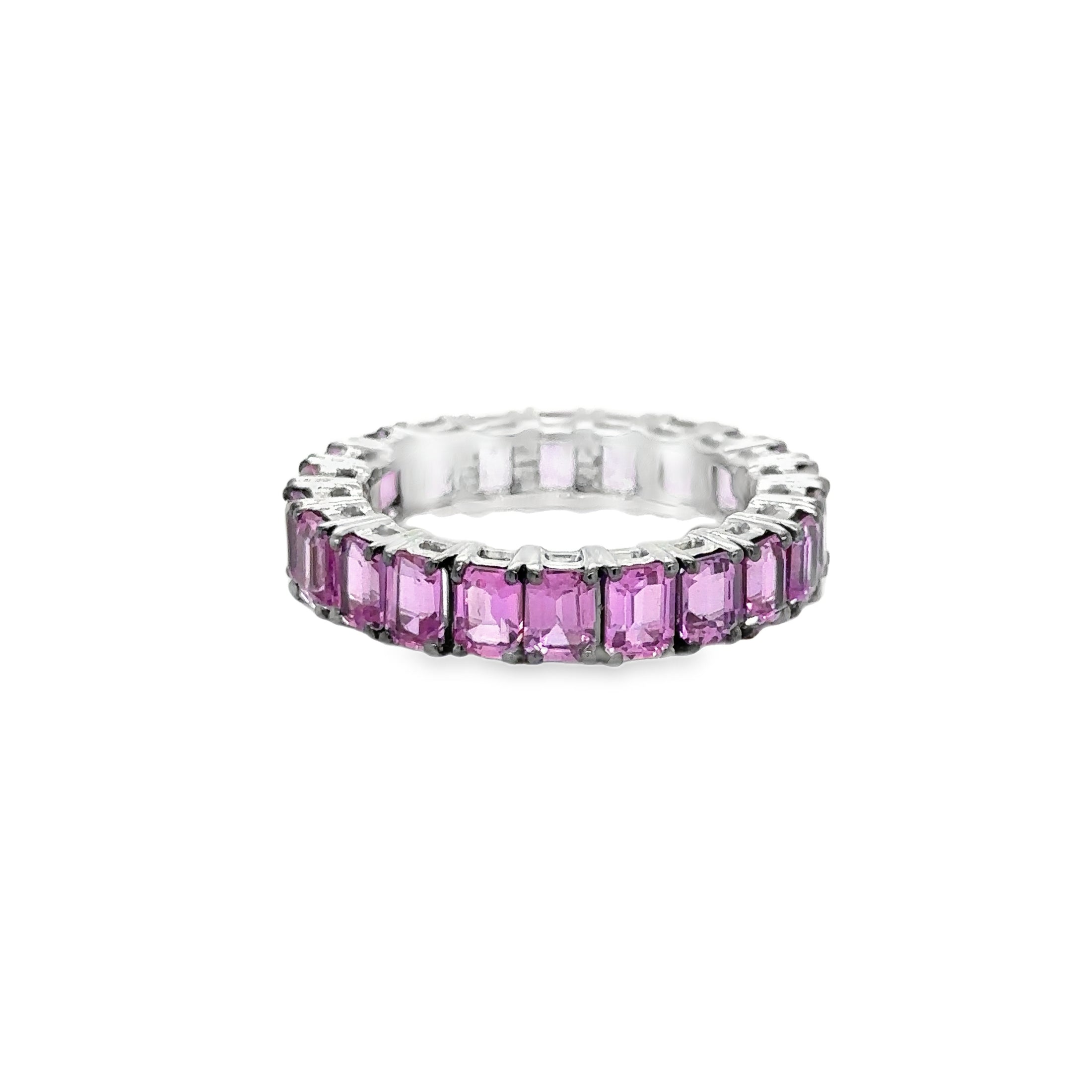 Anillo Oro Blanco 18K Zafiro Rosa, 5.63CT