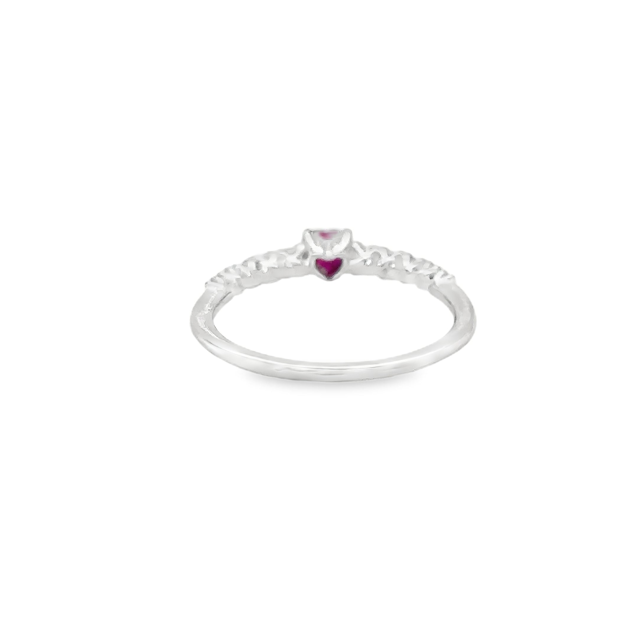 18K White Gold Heart Ruby & Diamonds Ring 0.49 TCW