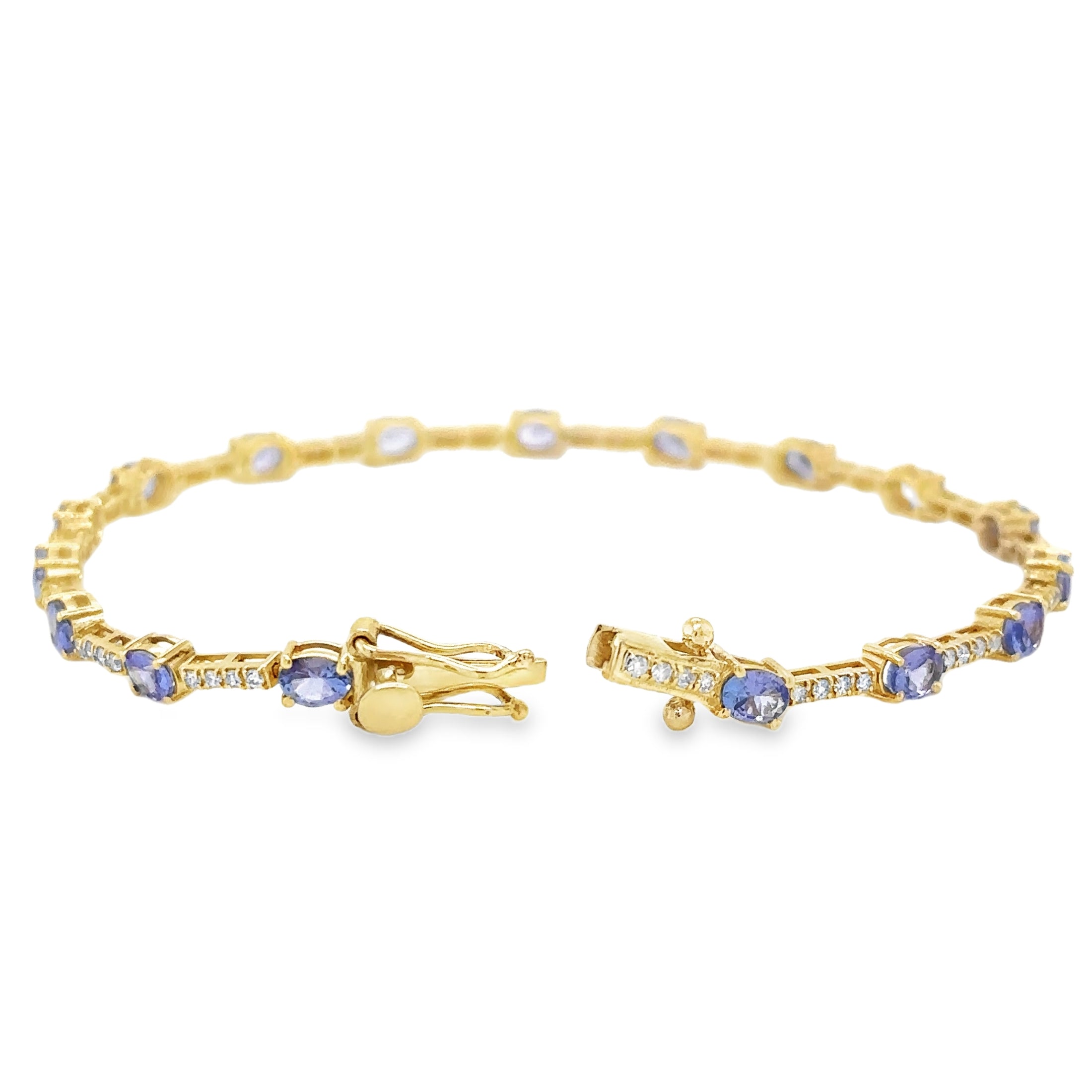 14K Yellow Gold Tanzanite & Diamonds Bracelet  3.27 TCW