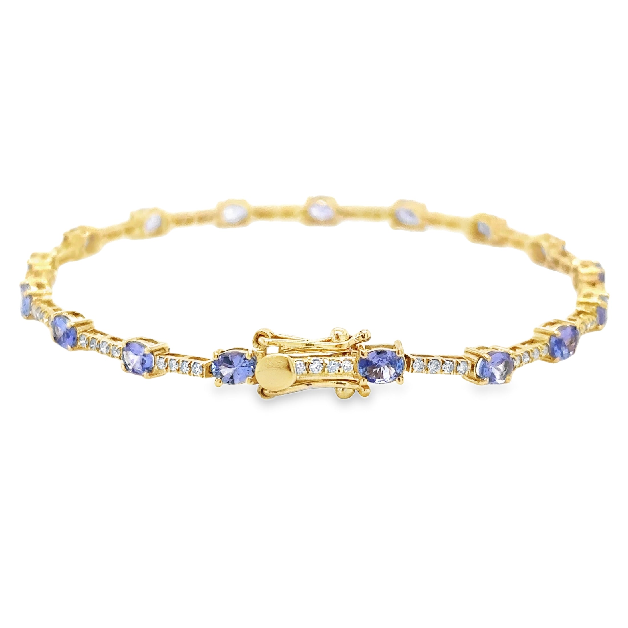 14K Yellow Gold Tanzanite & Diamonds Bracelet  3.27 TCW