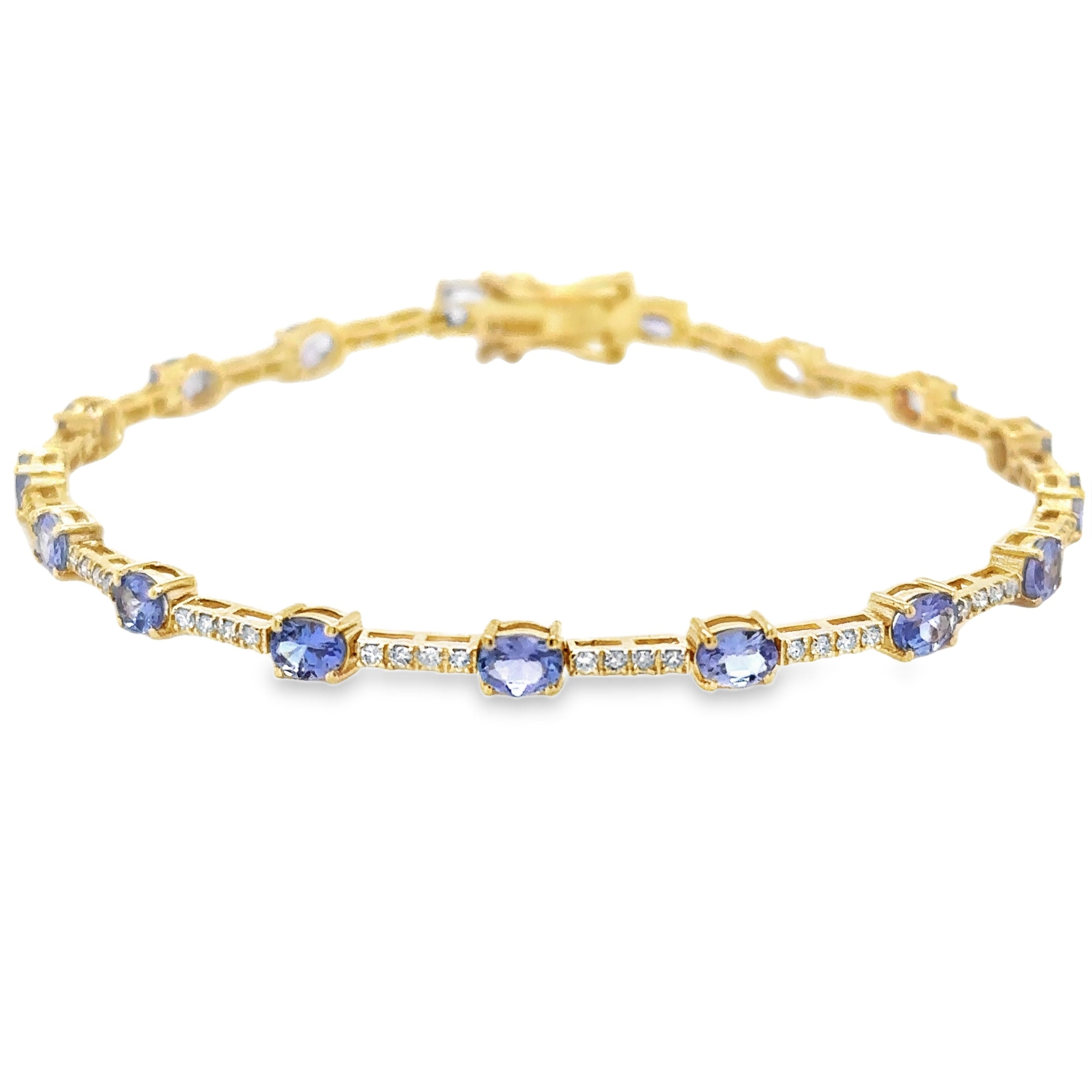 14K Yellow Gold Tanzanite & Diamonds Bracelet  3.27 TCW