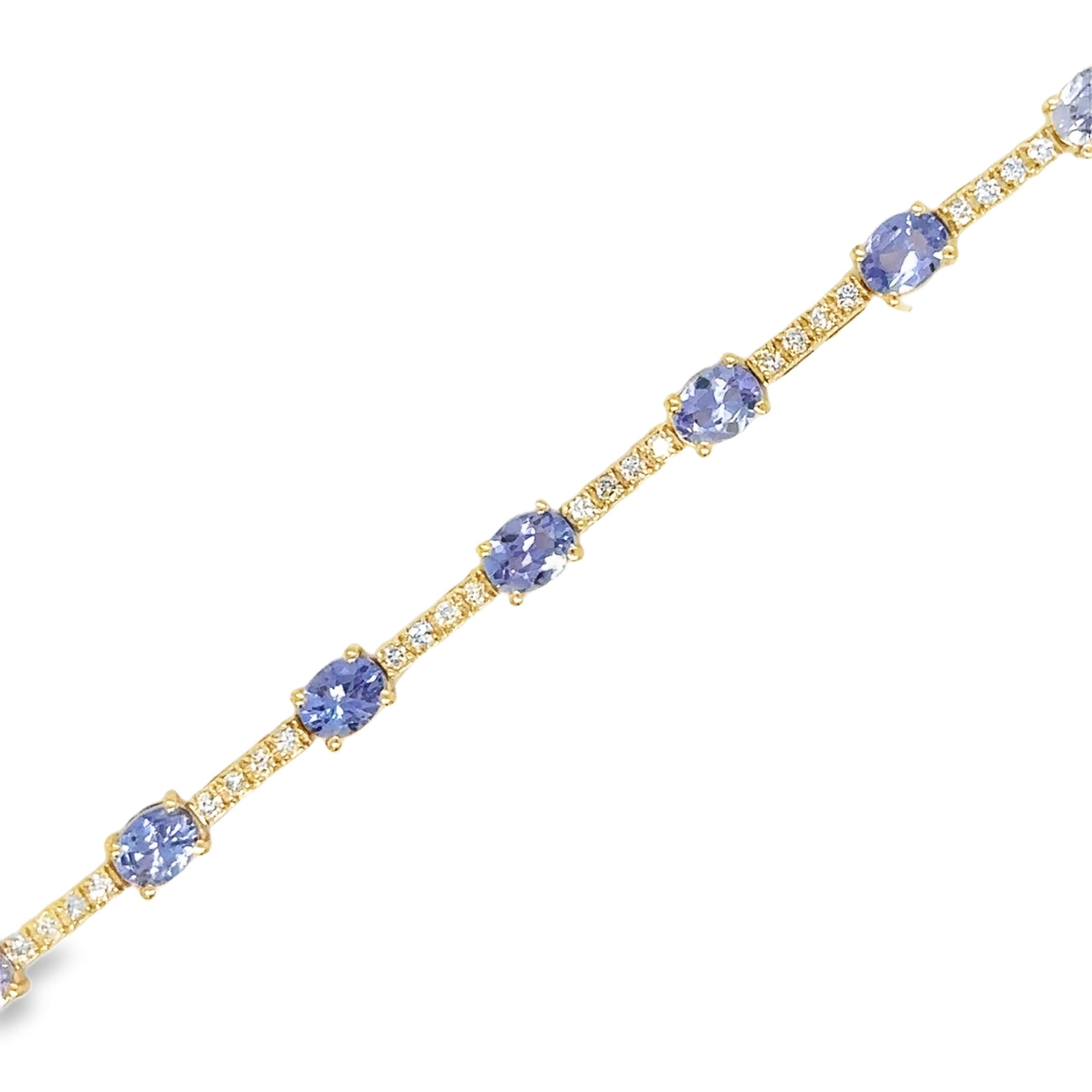 14K Yellow Gold Tanzanite & Diamonds Bracelet  3.27 TCW