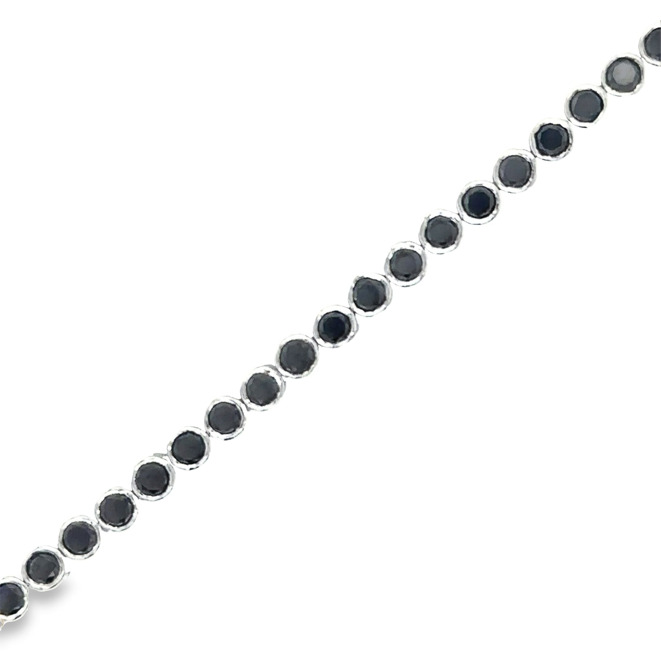 14K White Gold Black Diamond Bezel Tennis Bracelet  3.45 TCW