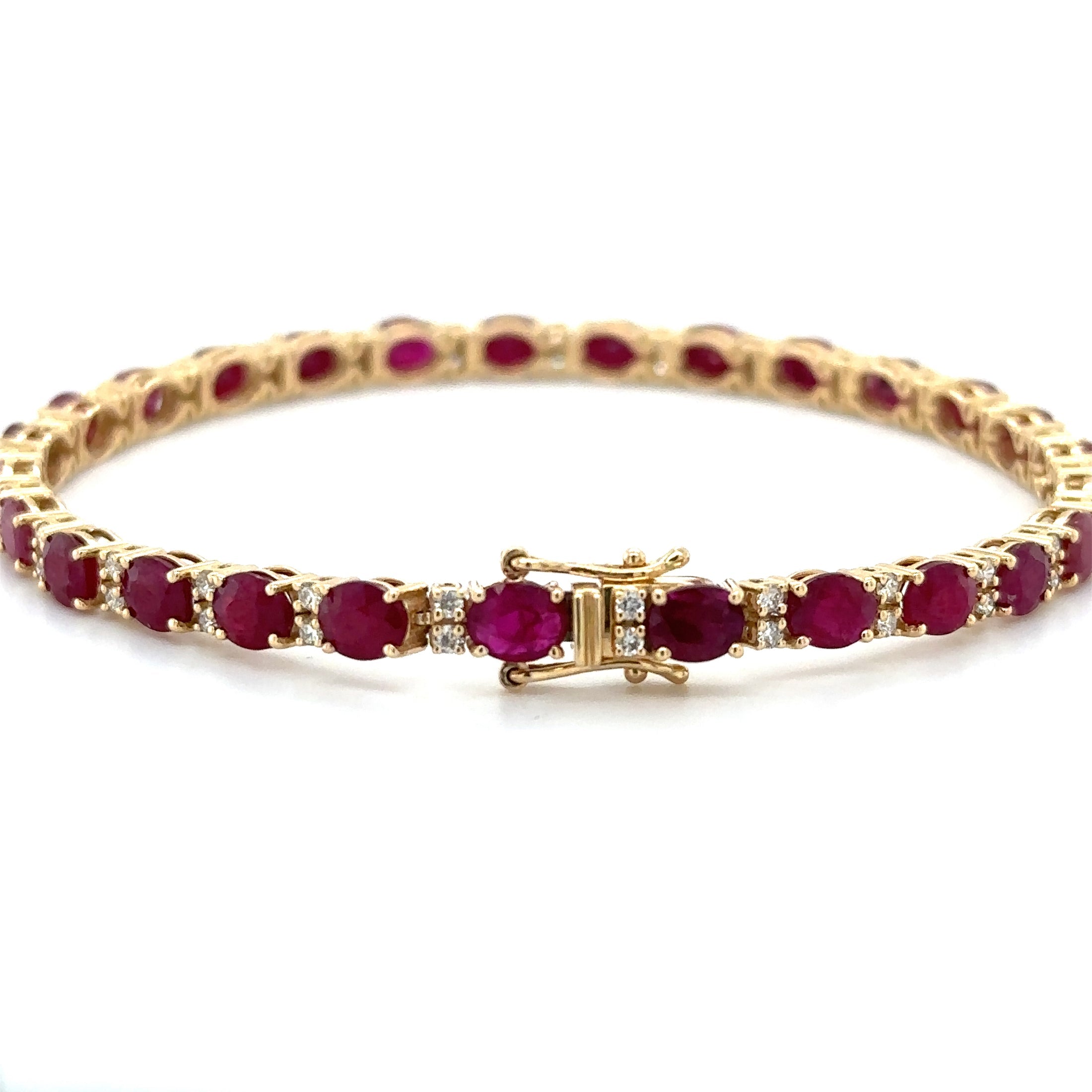 14K Yellow Gold Ruby & Diamonds Bracelet  10.90 TCW