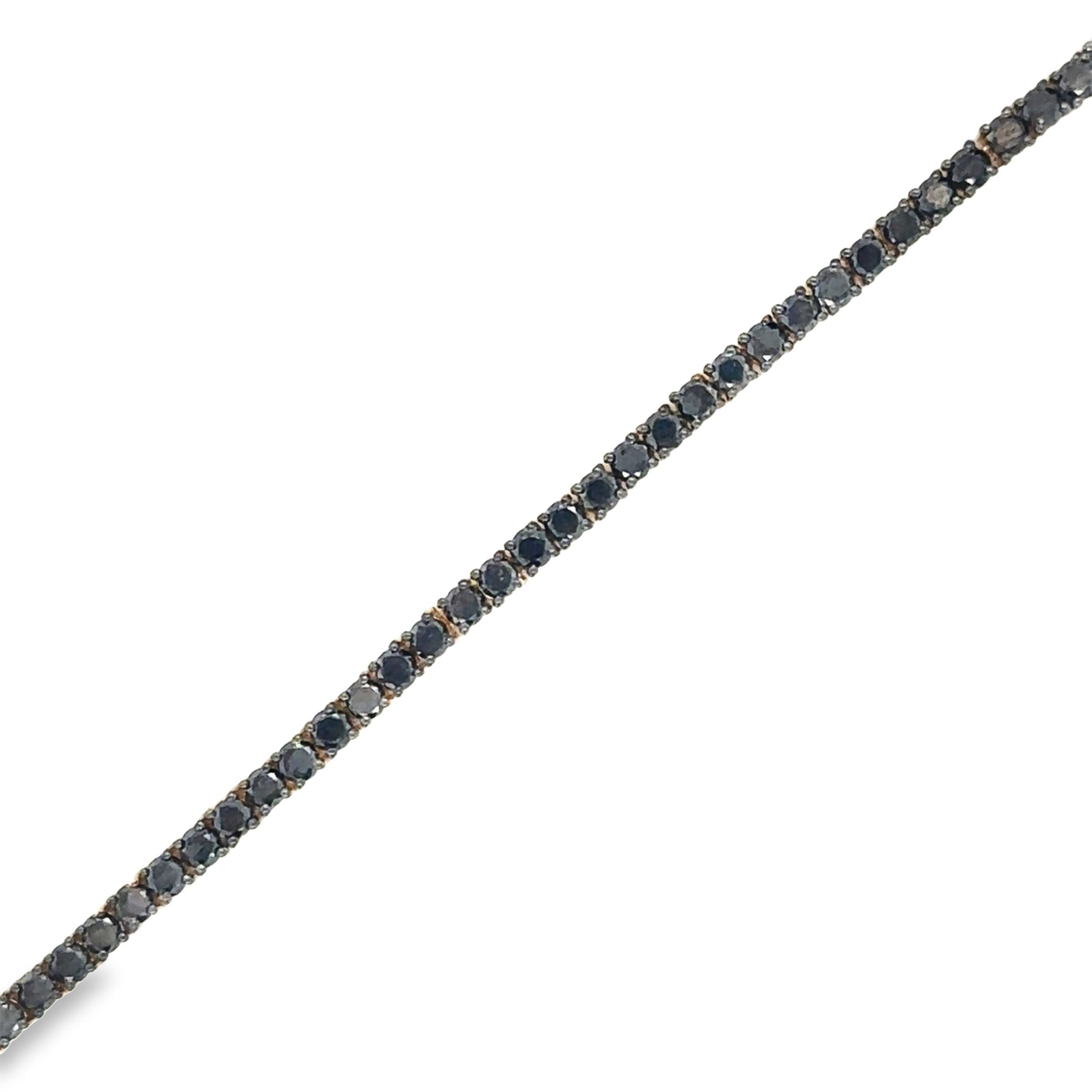 14K Yellow Gold Black Diamond Tennis Bracelet  2.58 TCW