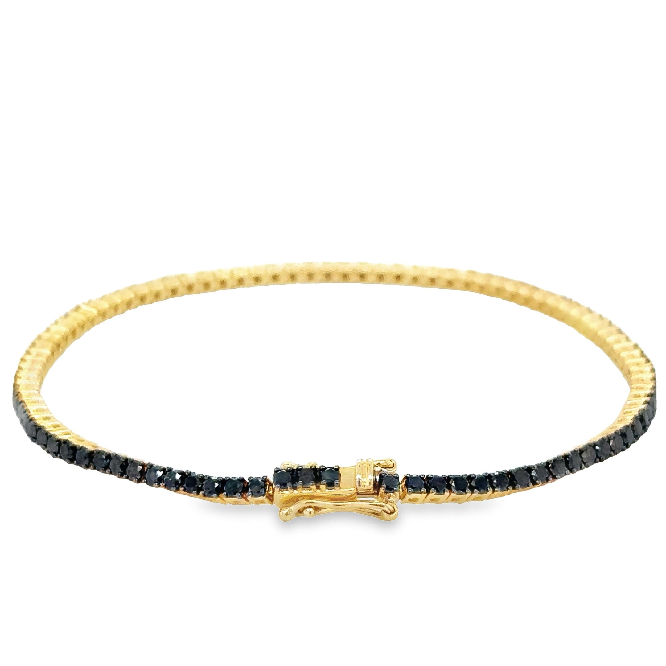 14K Yellow Gold Black Diamond Tennis Bracelet  2.58 TCW