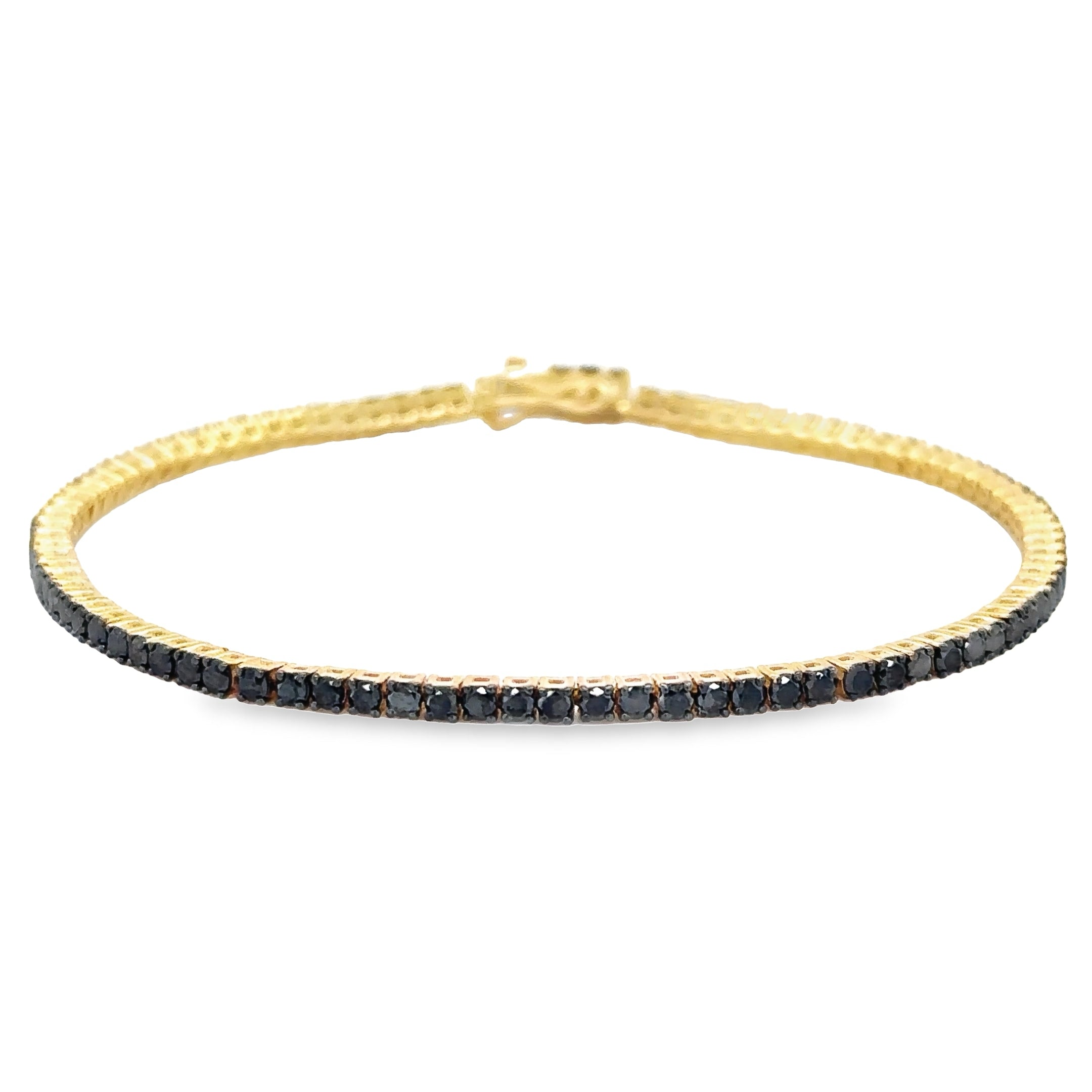 14K Yellow Gold Black Diamond Tennis Bracelet  2.58 TCW