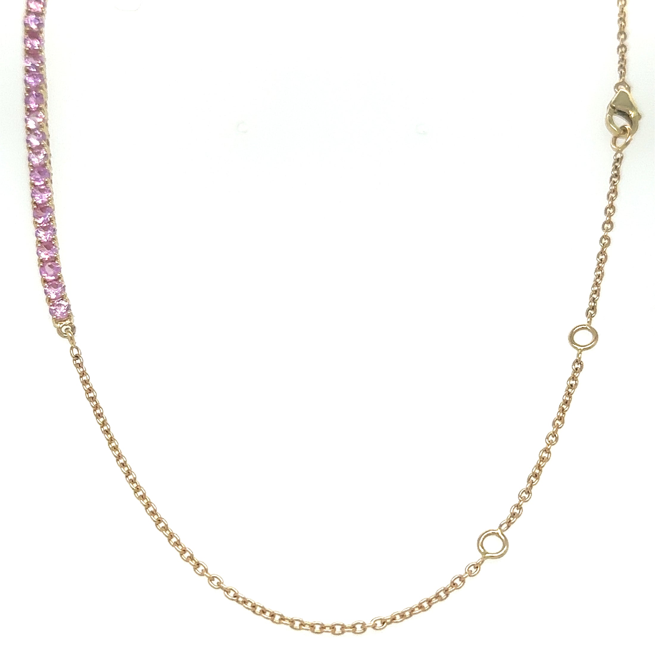 Collar De Zafiro Rosa En Oro Amarillo De 14 K De 18", 7.1CT