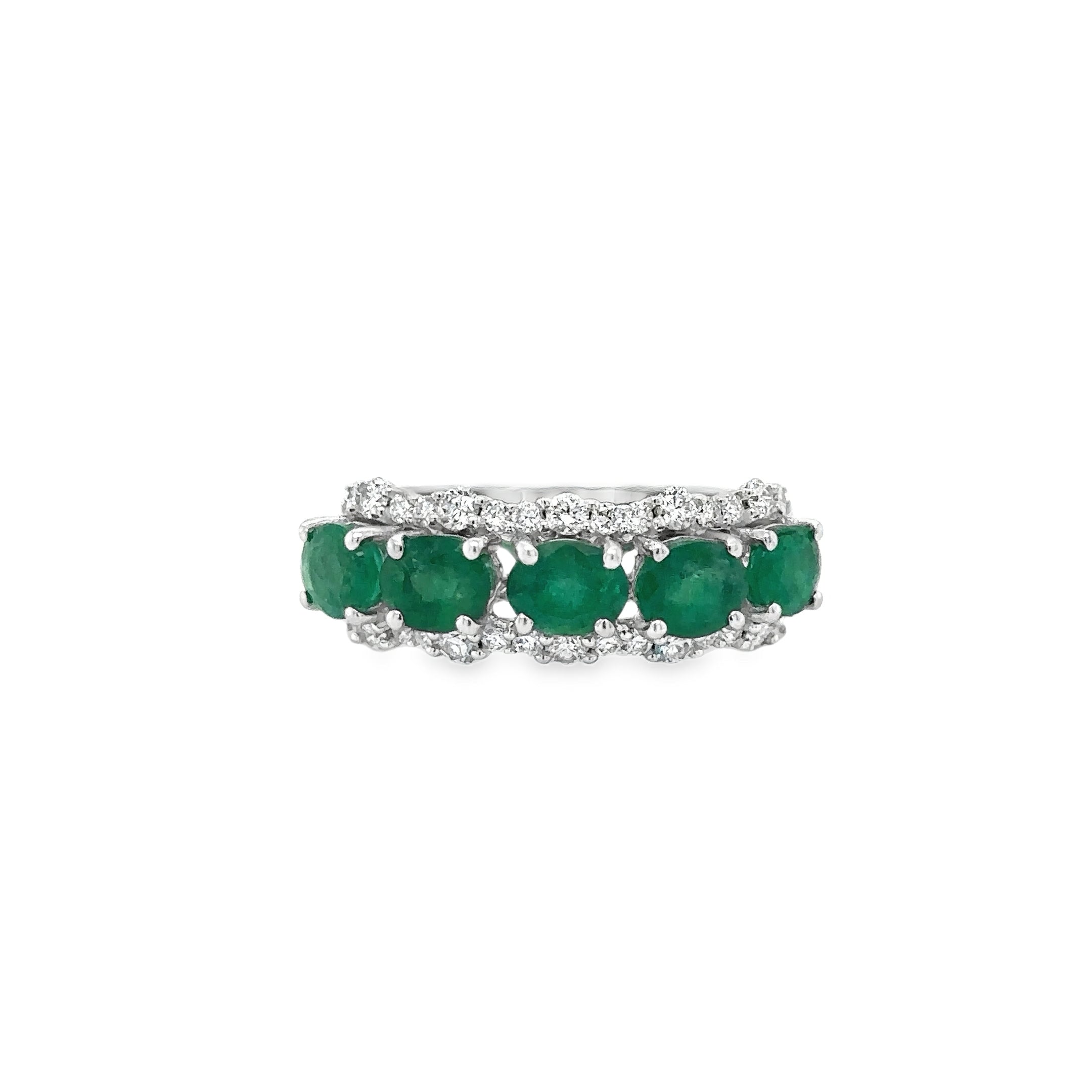 14K White Gold Emerald & Diamonds Ring 2.36 TCW