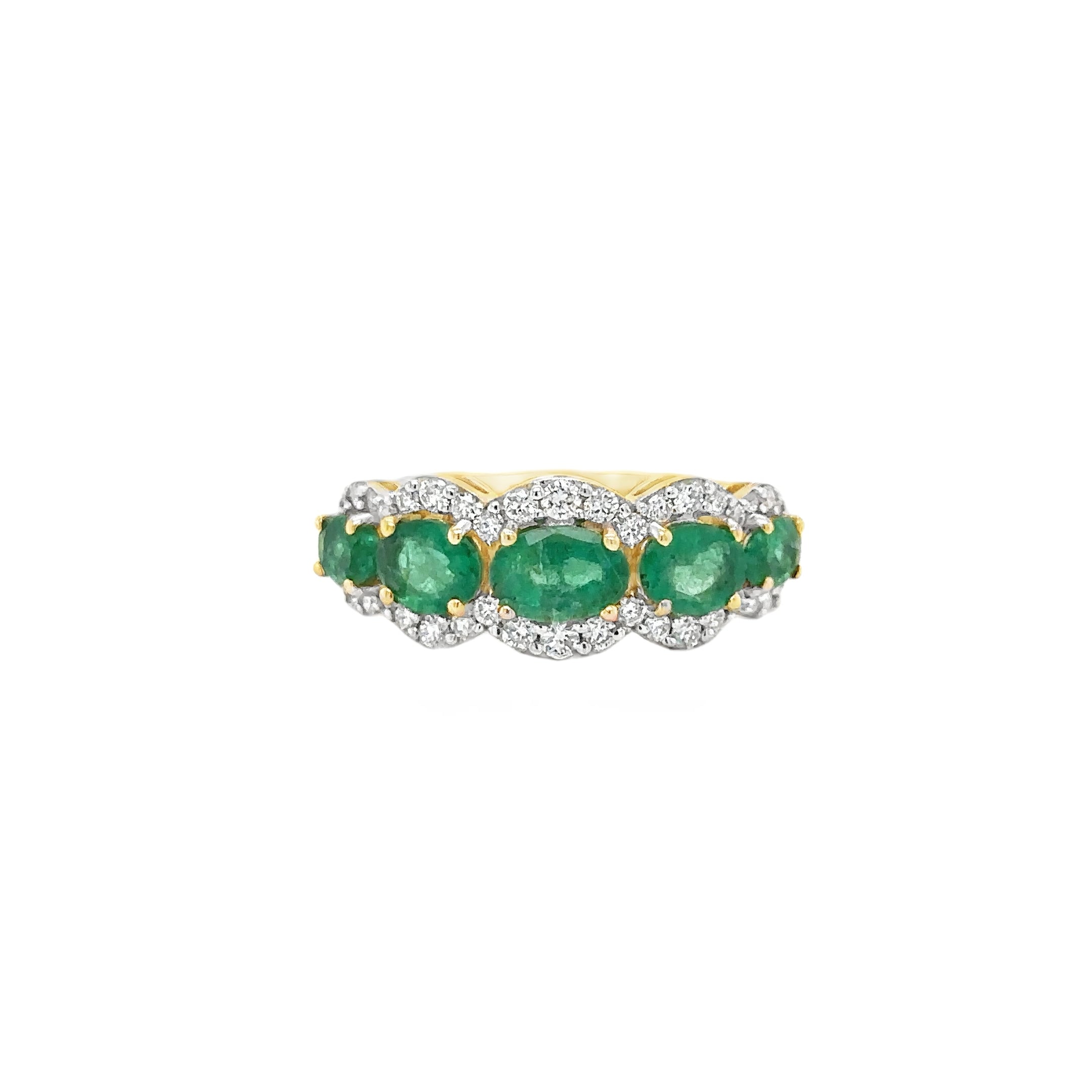 14K Yellow Gold Emerald & Diamonds Ring 1.73 TCW