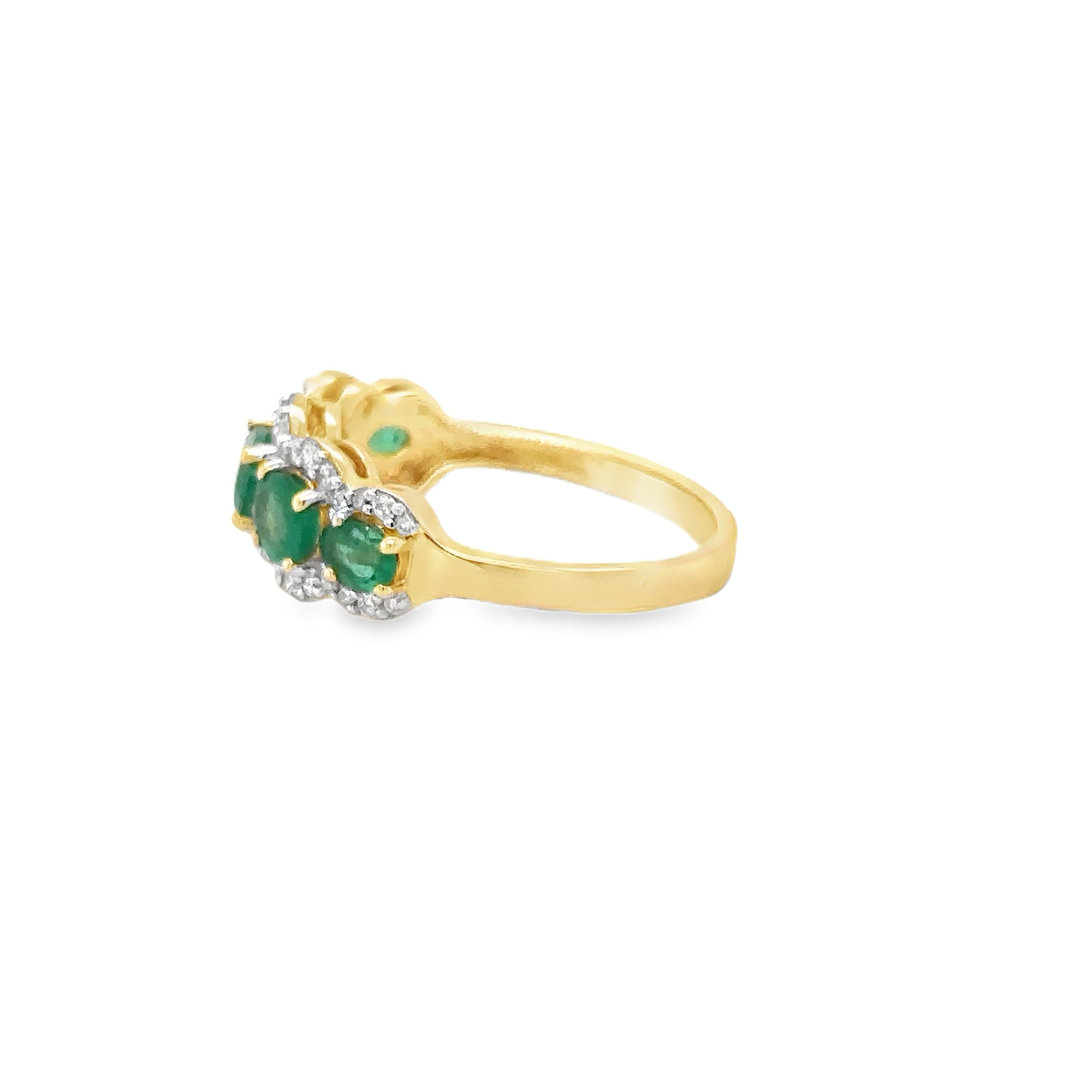 14K Yellow Gold Emerald & Diamonds Ring 1.73 TCW