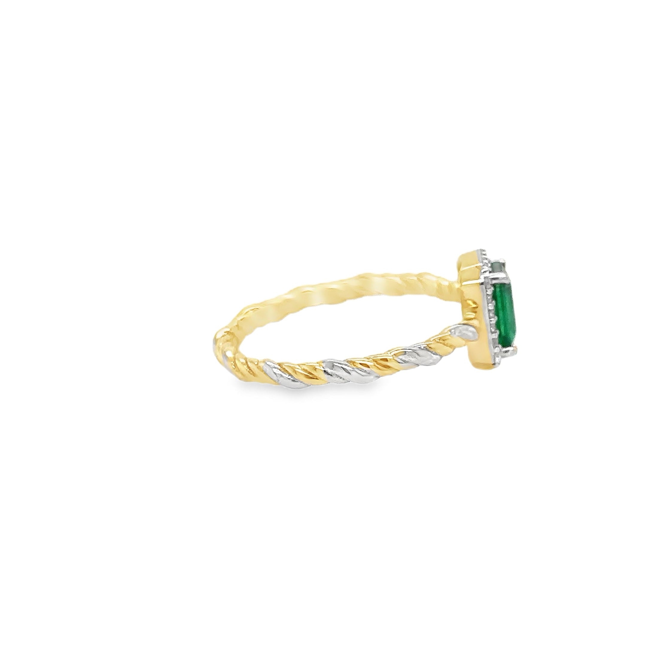 14K Yellow Gold Emerald & Diamonds Ring 0.54 TCW