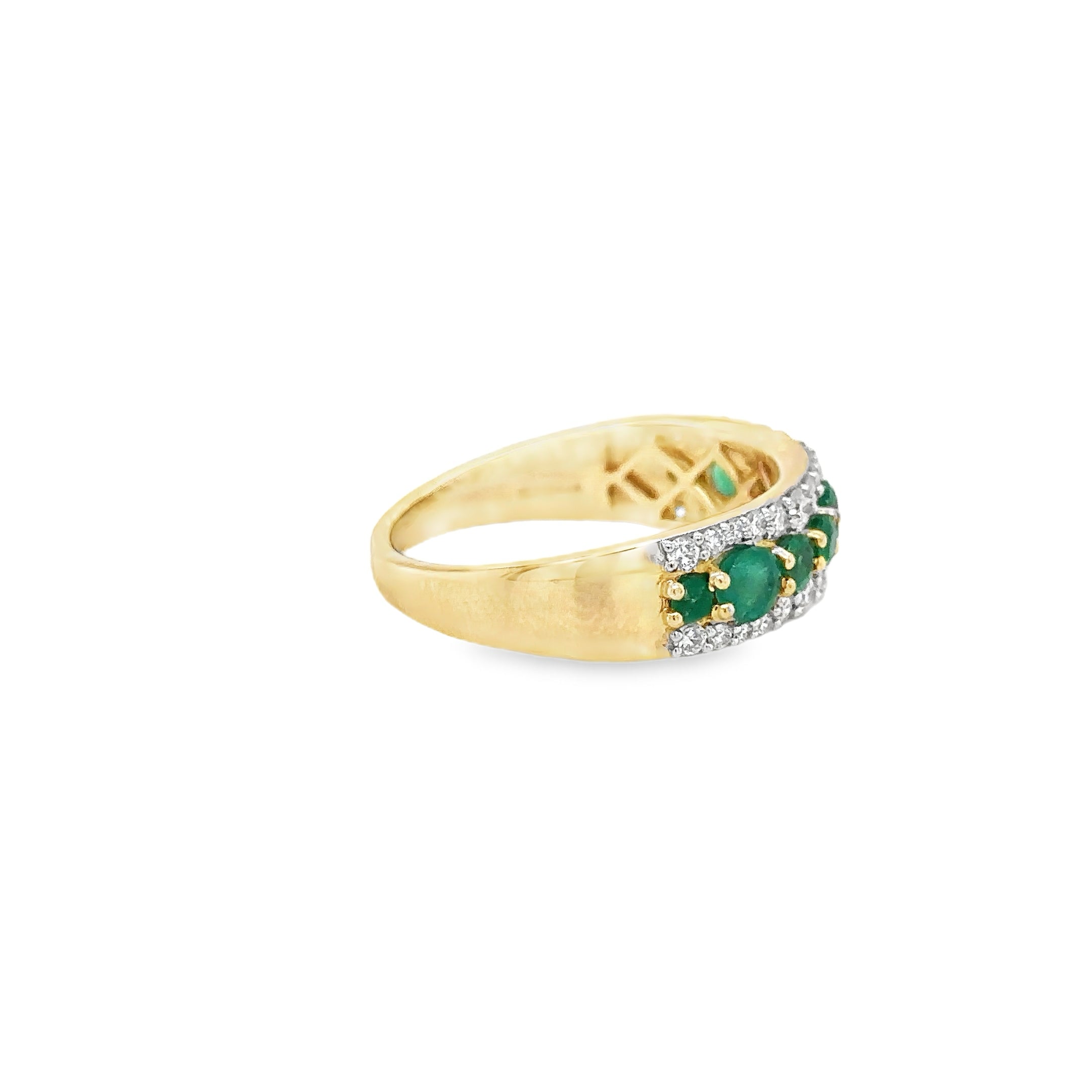 14K Yellow Gold Emerald & Diamonds Ring 1.14 TCW