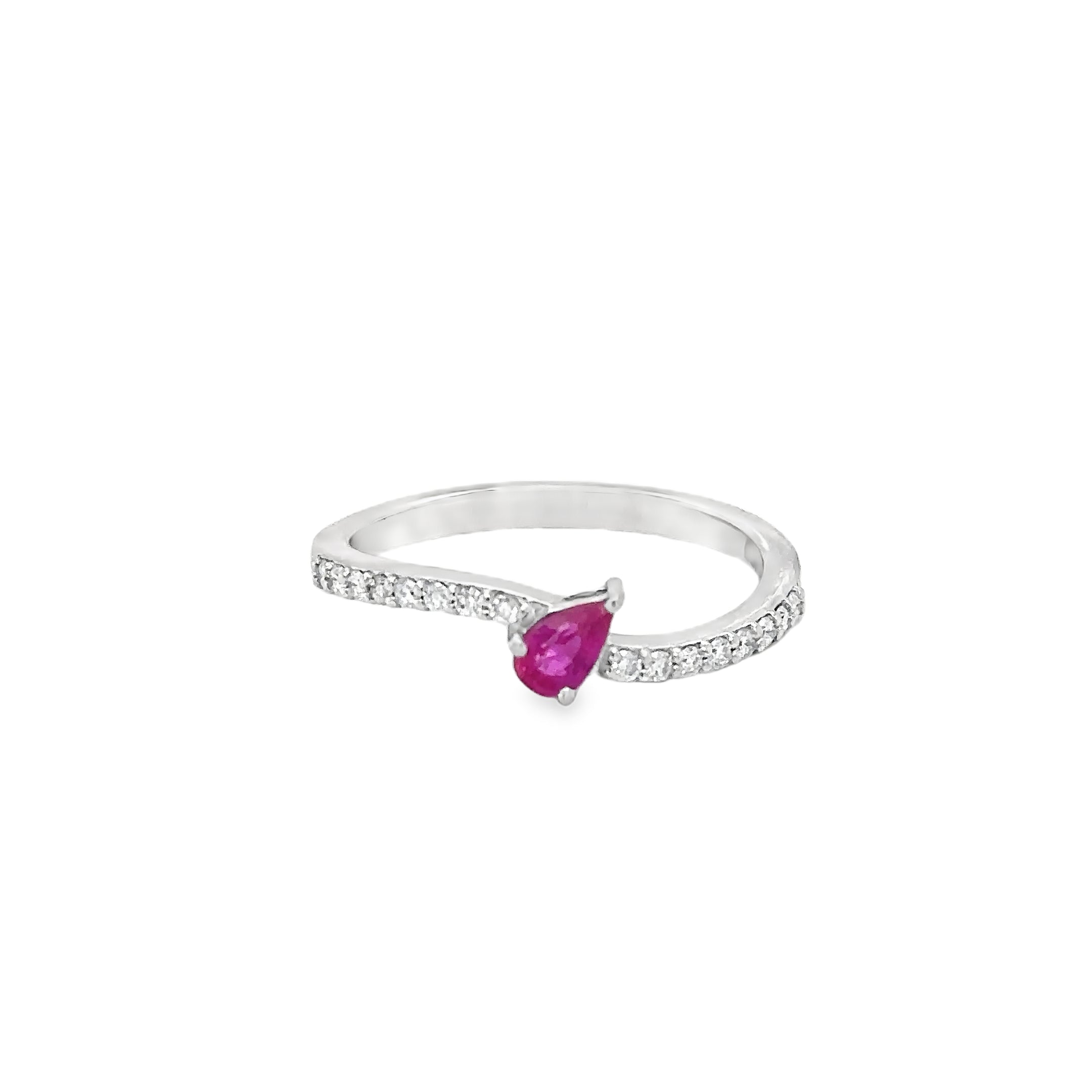 14K White Gold Ruby & Diamonds Ring 0.43 TCW