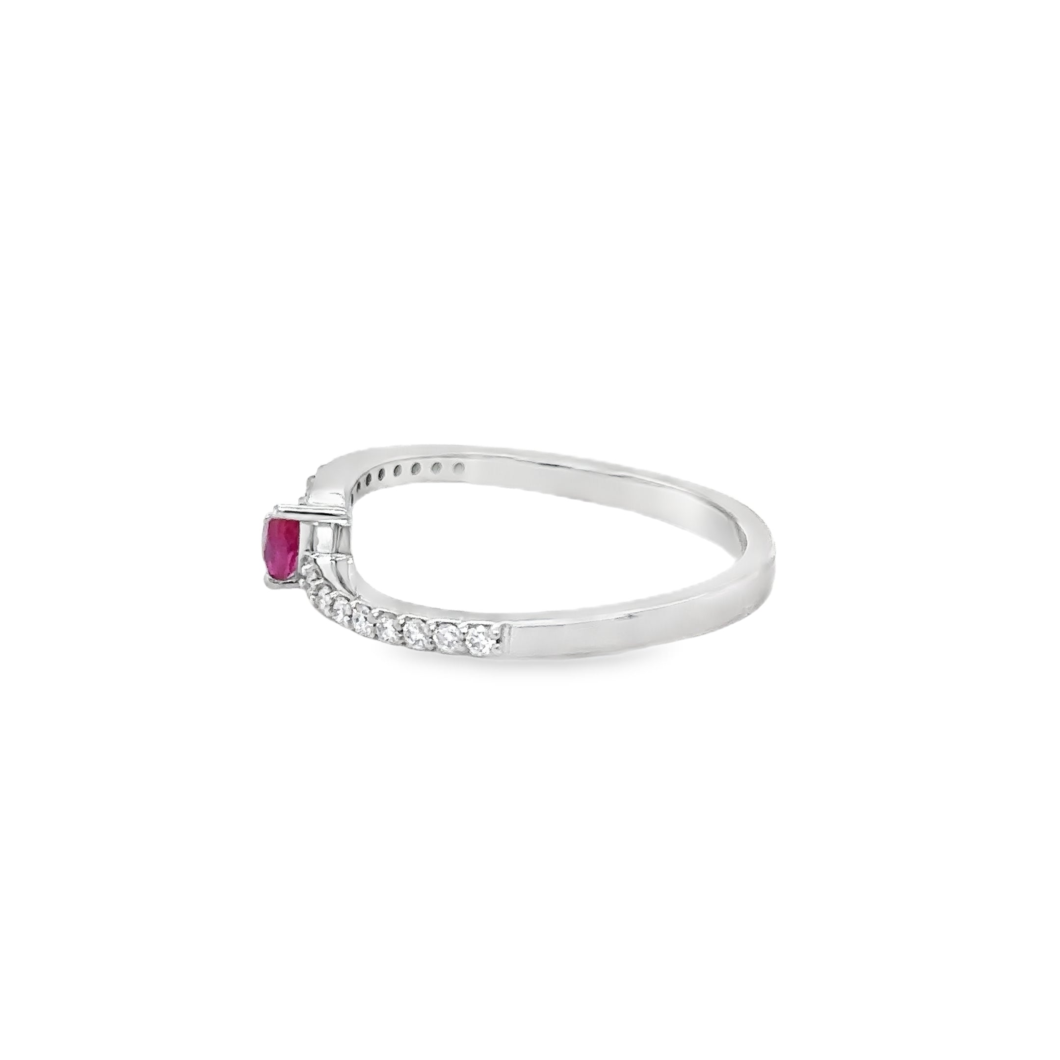 14K White Gold Ruby & Diamonds Ring 0.43 TCW