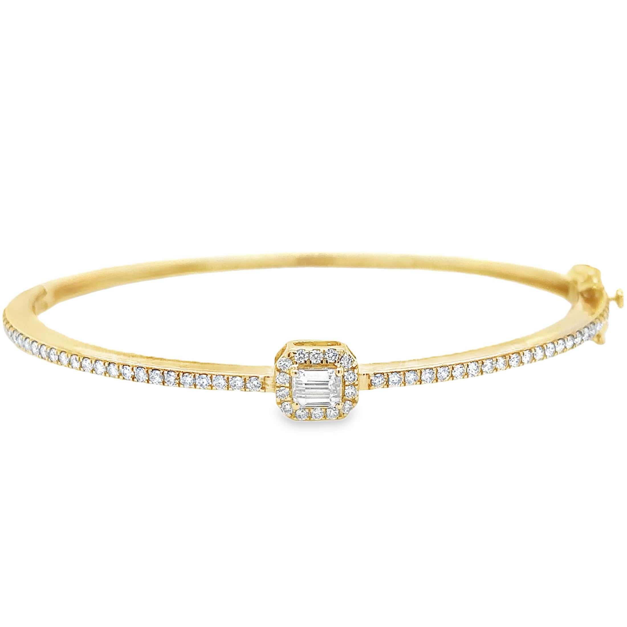 14K Yellow Gold Emerald Cut Diamond Bangle 0.84 TCW