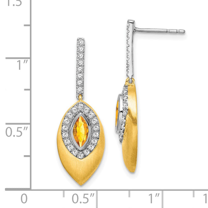 14K White & Yellow Gold Citrine & Diamond Dangle Halo Earring (1.01 TCW)