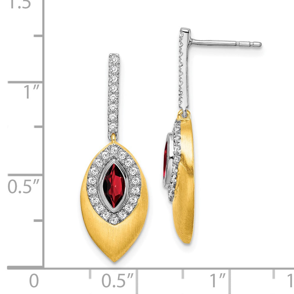 14K White & Yellow Gold Garnet & Diamond Dangle Halo Earring (1.01 TCW)