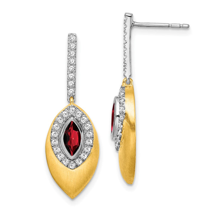 14K White & Yellow Gold Garnet & Diamond Dangle Halo Earring (1.01 TCW)