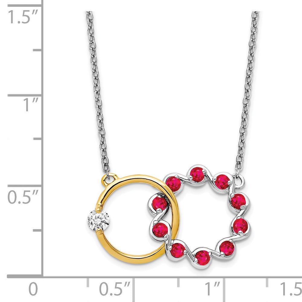 14K White & Yellow Gold Diamond & Ruby Circle Interlinked Necklace (0.56 TCW)