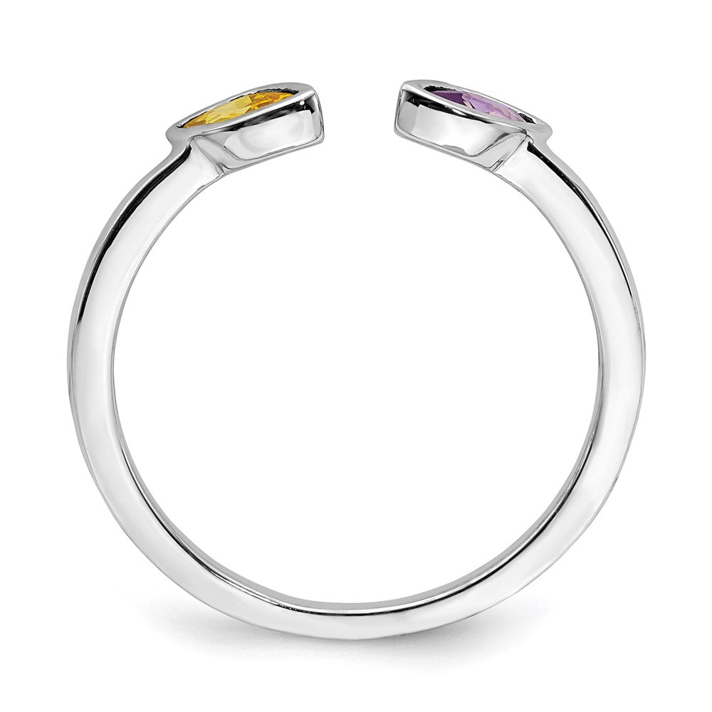 14K White Gold Amethyst & Citrine Double Headed Fashion Ring (0.44 TCW)