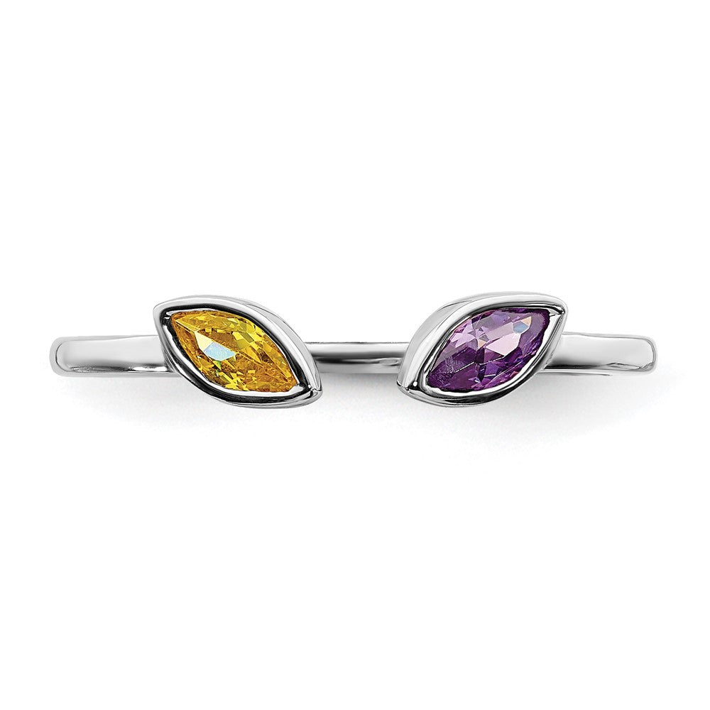 14K White Gold Amethyst & Citrine Double Headed Fashion Ring (0.44 TCW)