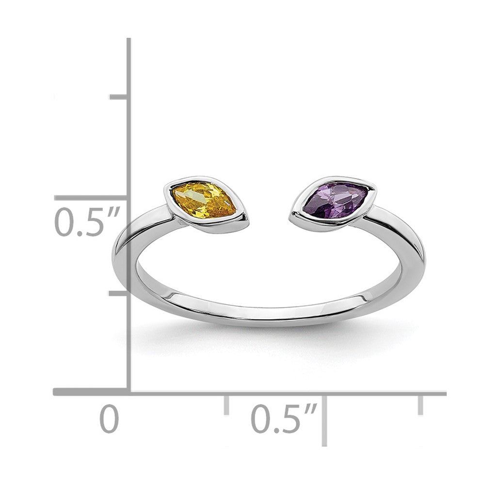 14K White Gold Amethyst & Citrine Double Headed Fashion Ring (0.44 TCW)